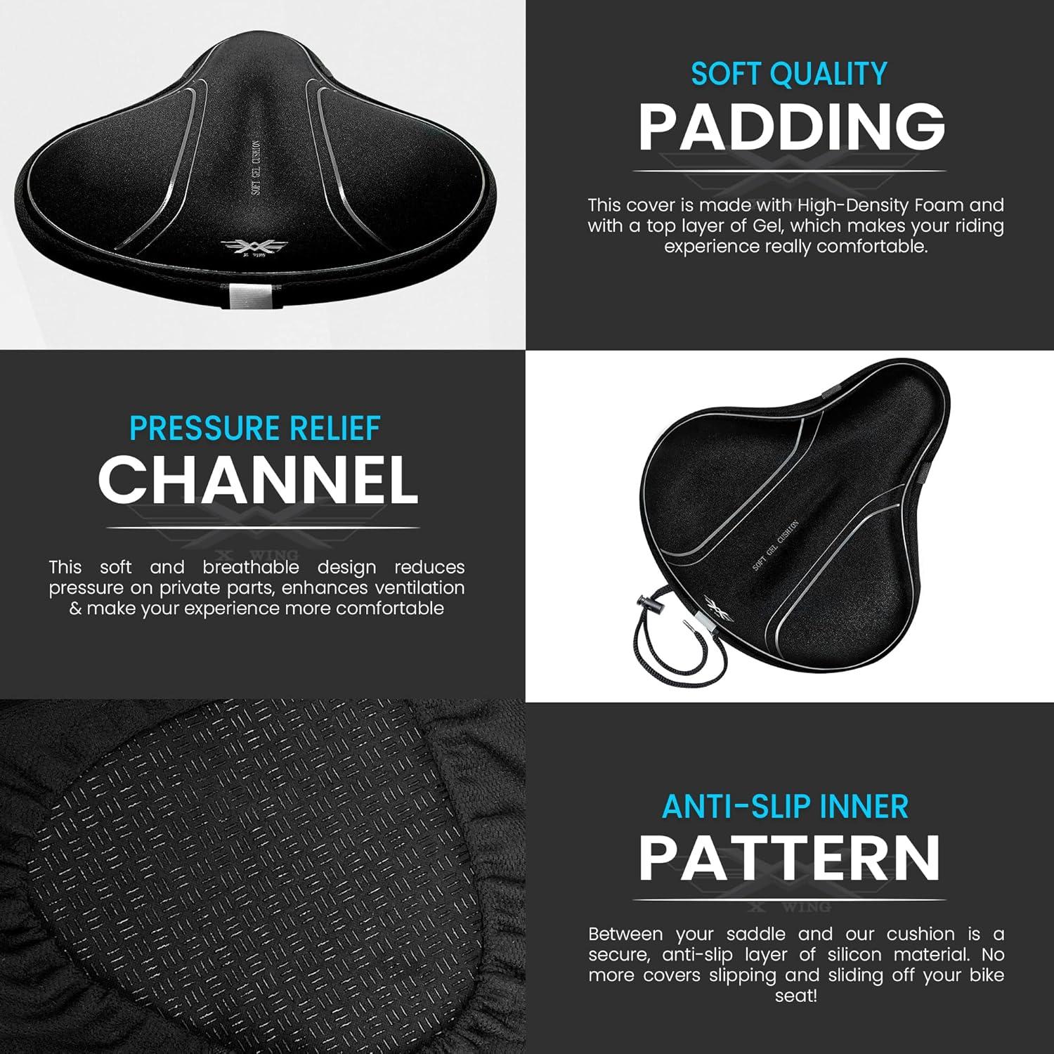 Funda de Asiento de Bicicleta X WING Gel Ancha 30.48x27.94cm