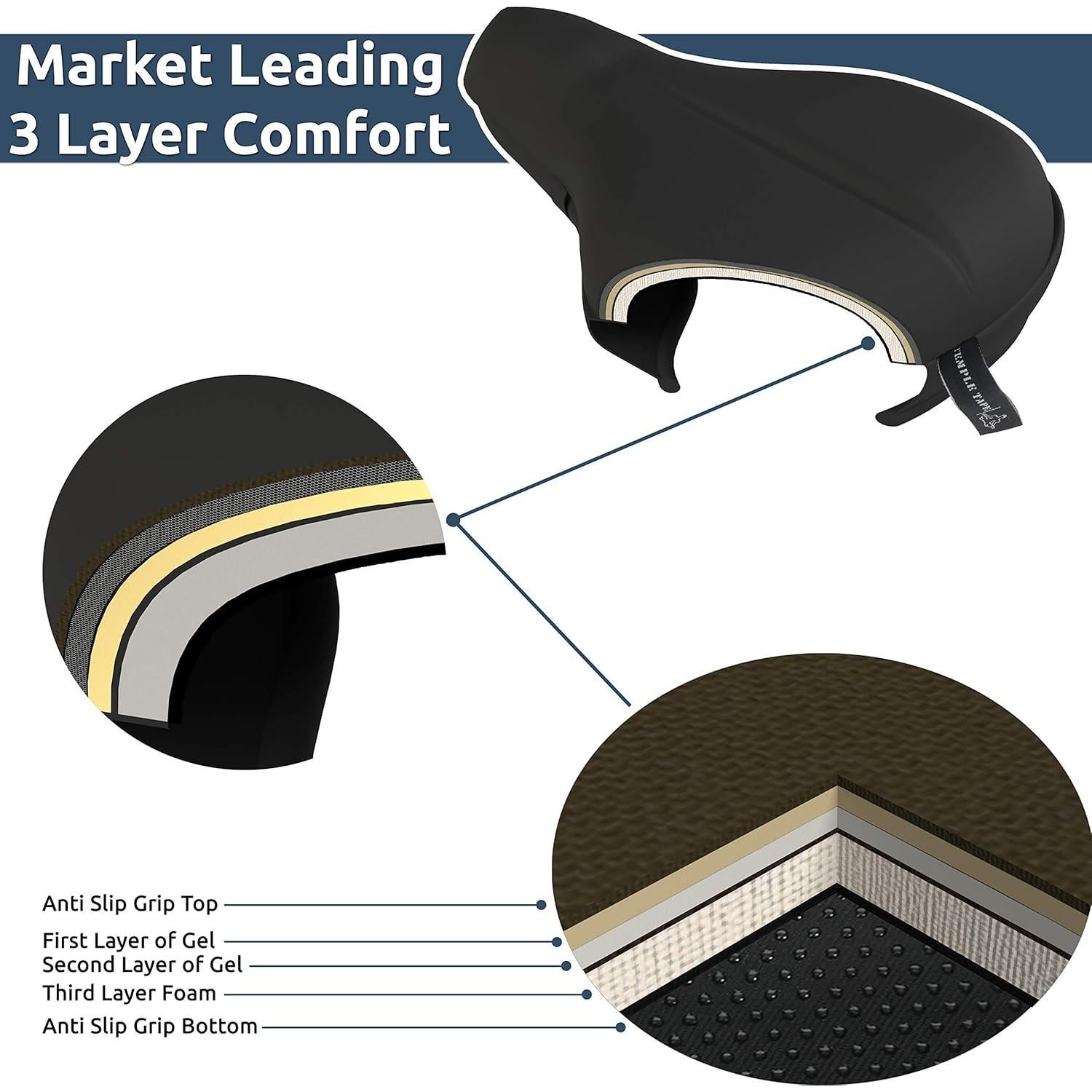 Cojín de Asiento de Bicicleta Temple Tape Elite 28.5x18.5cm Gel