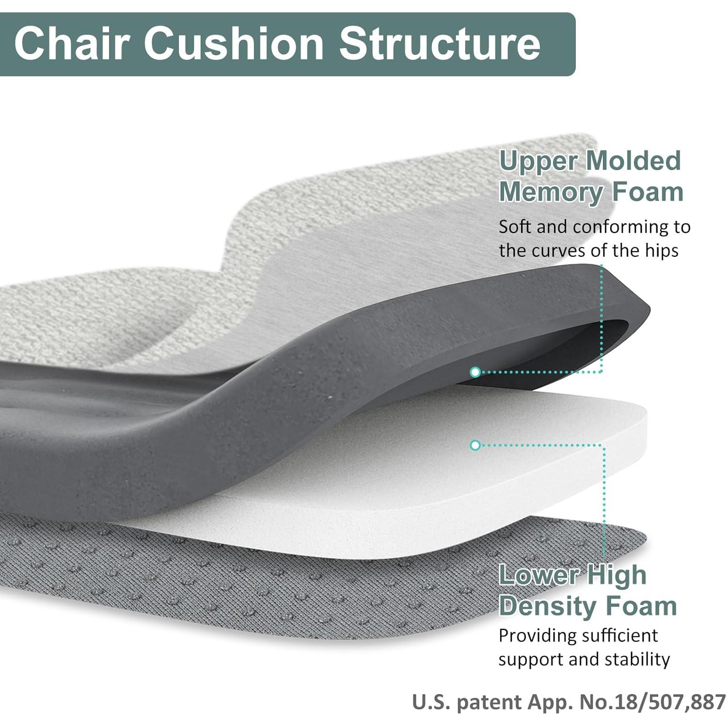 Cojín para Silla de Comedor Shinnwa, Espuma Viscoelástica 43x41cm