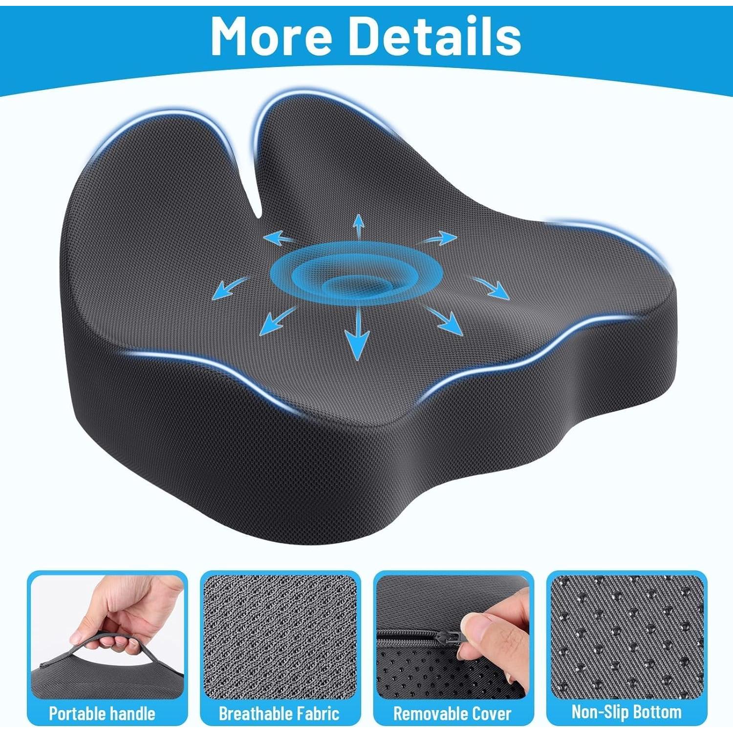 Cojín de Asiento Ergonomico CushZone Gris - Espuma Viscoelástica