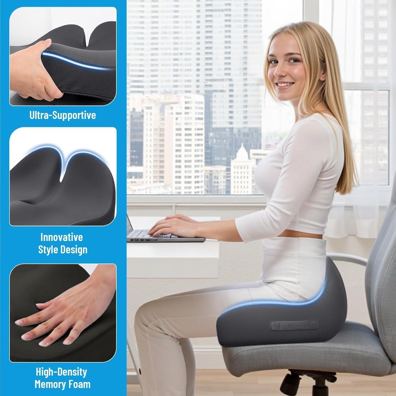 Cojín de Asiento Ergonomico CushZone Gris - Espuma Viscoelástica