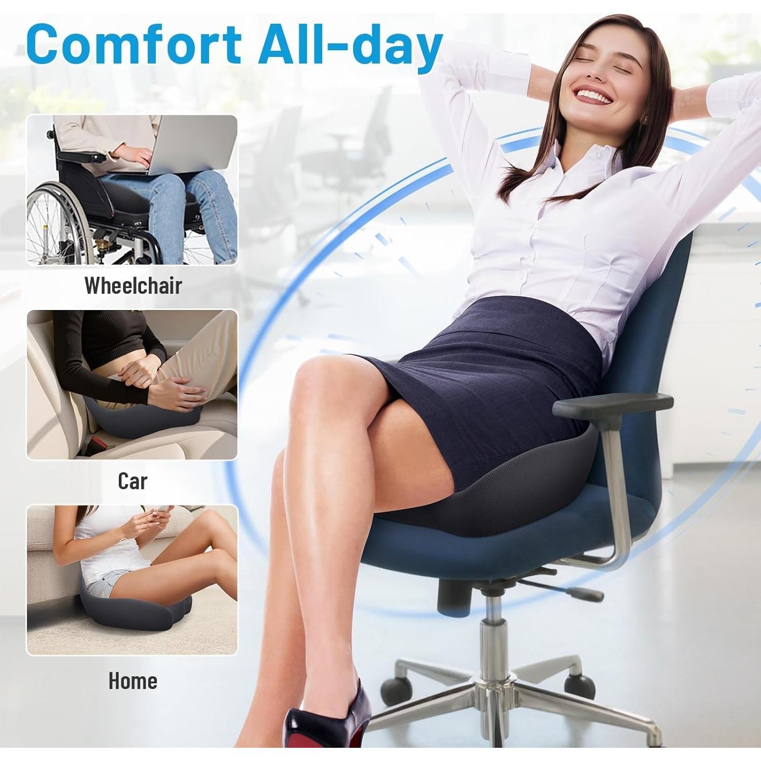 Cojín de Asiento Ergonomico CushZone Gris - Espuma Viscoelástica