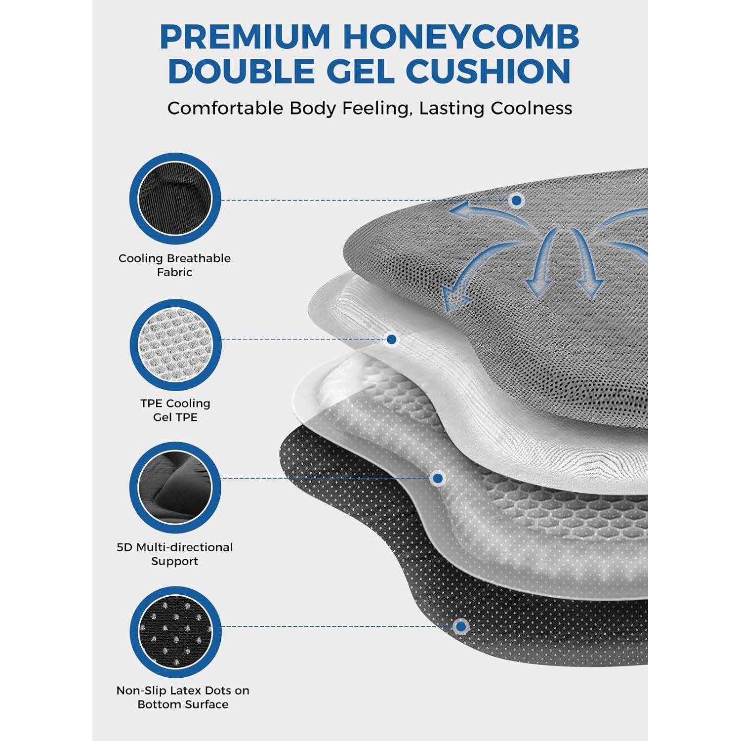 Cojín de Gel Transpirable Nicecastle para Asiento de Coche