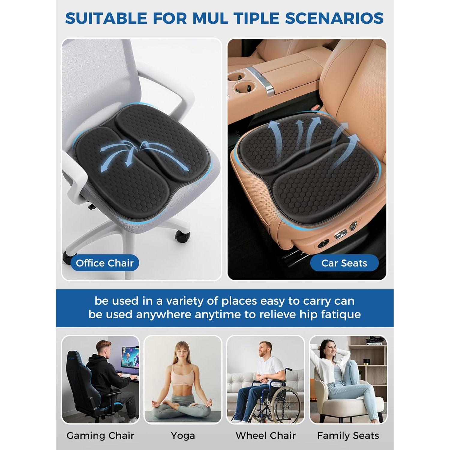 Cojín de Gel Transpirable Nicecastle para Asiento de Coche