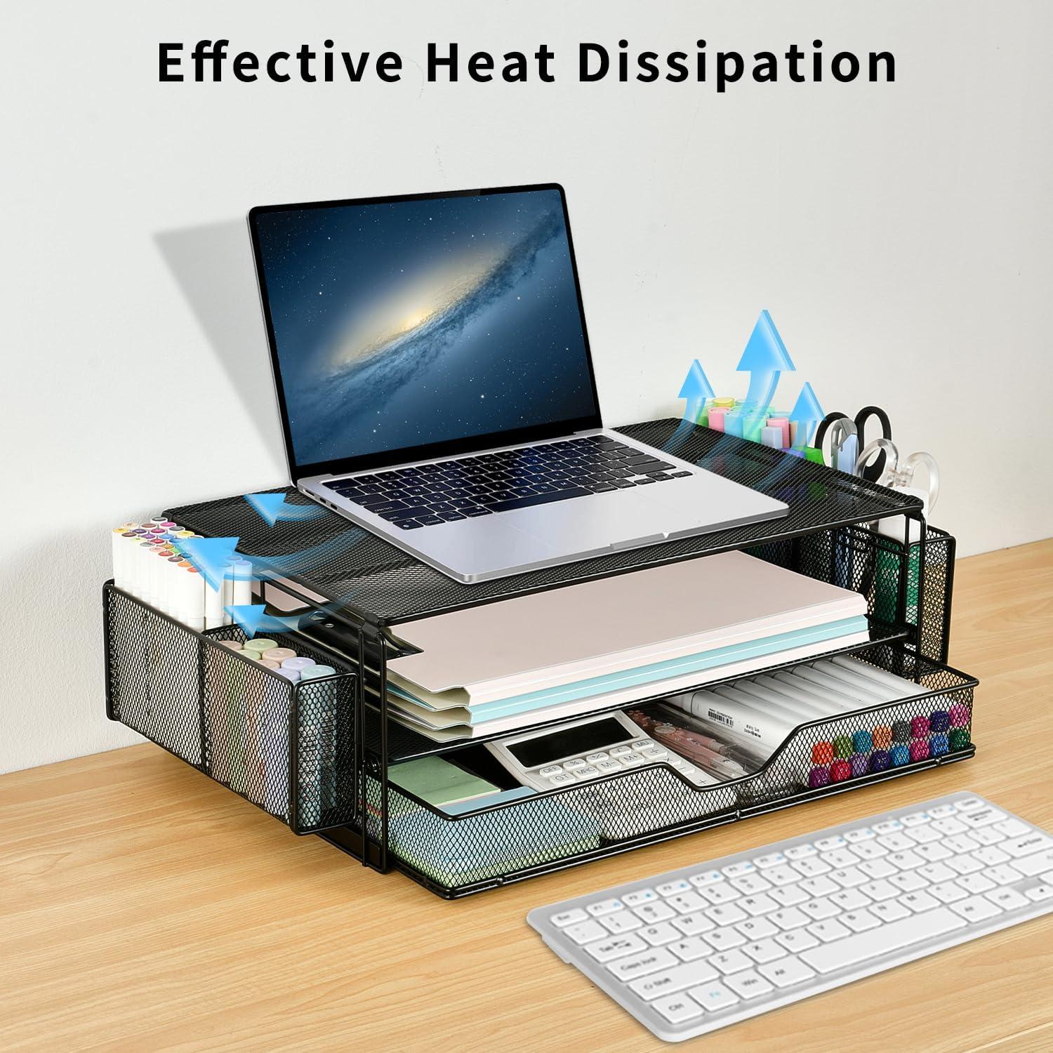 Soporte para Monitor AUPSEN 2 Niveles con Cajón y Sujetapapeles