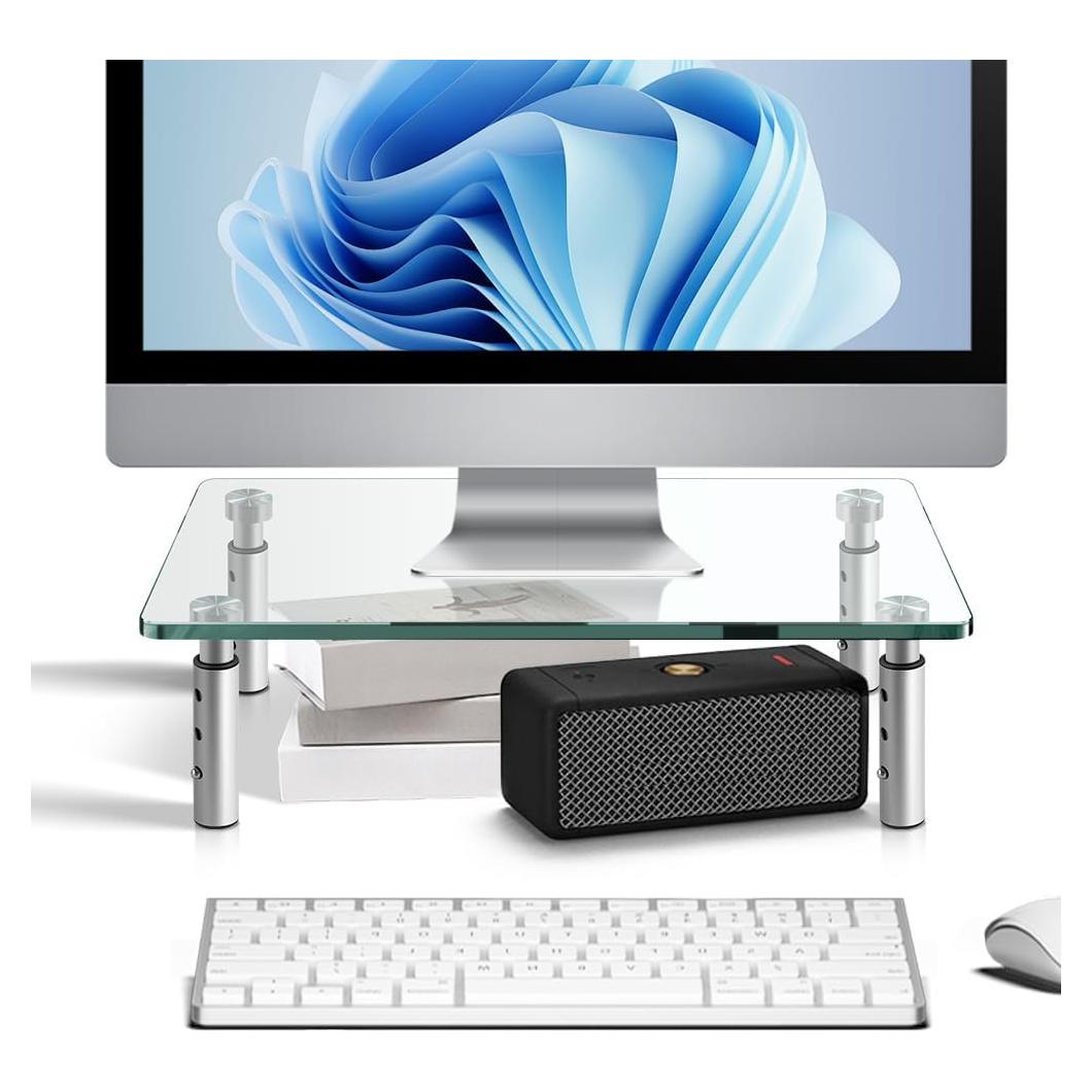 Soporte de Monitor de Vidrio KKTONER Ajustable 39x24cm Paquete de 2