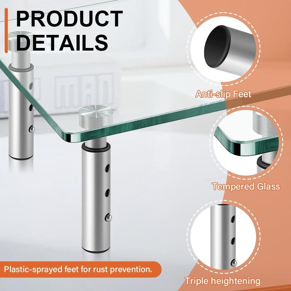 Soporte de Monitor de Vidrio KKTONER Ajustable 39x24cm Paquete de 2