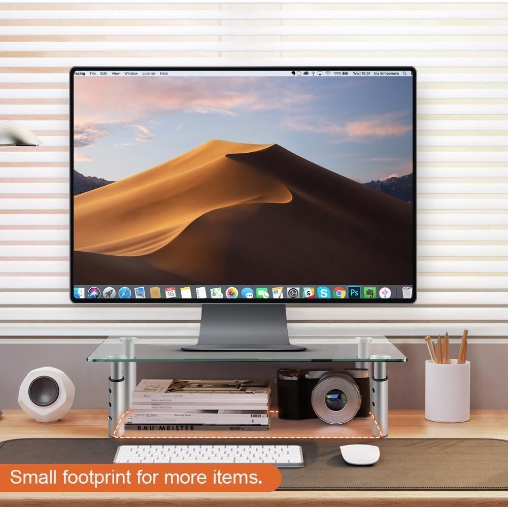 Soporte de Monitor de Vidrio KKTONER Ajustable 39x24cm Paquete de 2