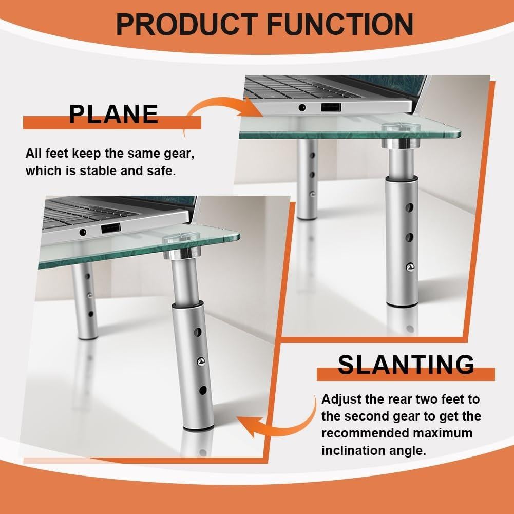 Soporte de Monitor de Vidrio KKTONER Ajustable 39x24cm Paquete de 2