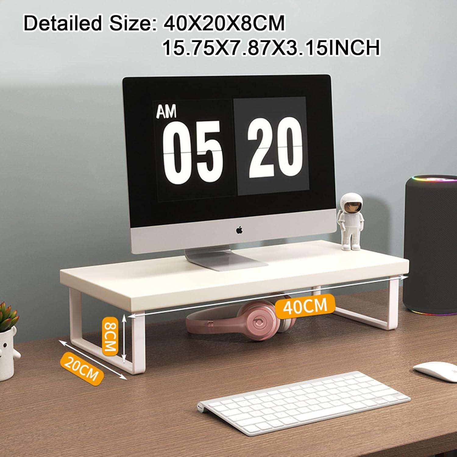 Soporte de Monitor de Madera Crayfomo Elevador Ergonomico Blanco