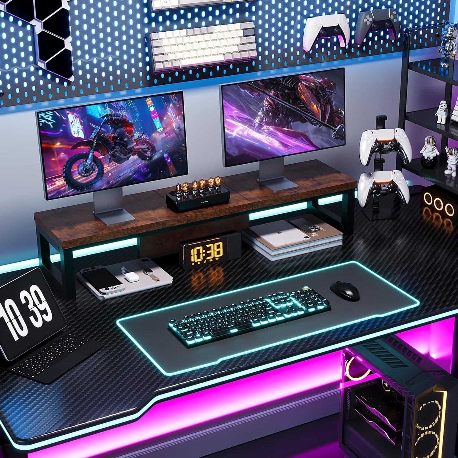 Soporte Doble para Monitor HEWORLIF de Madera y Acero 90cm