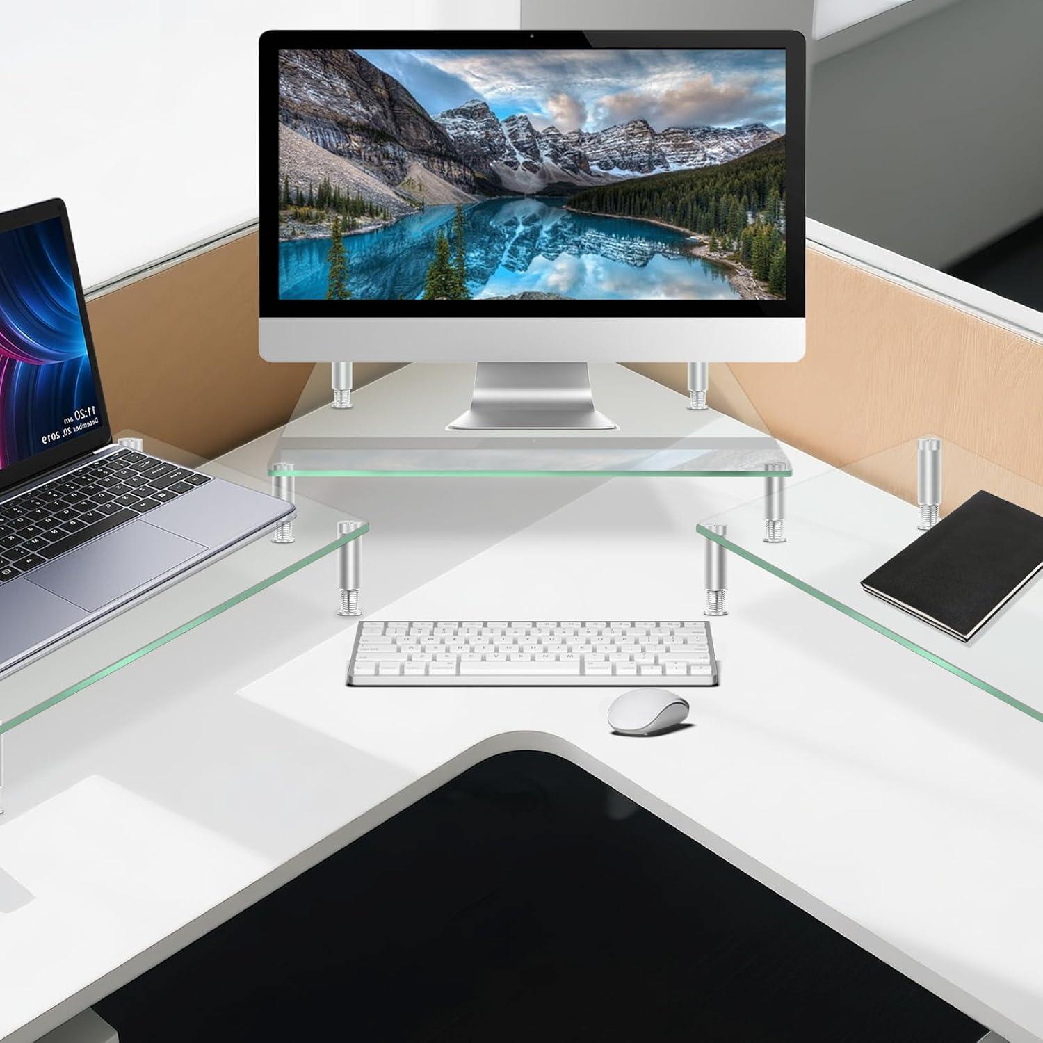 Soporte de Monitor de Vidrio Templado VSAR House 2Pcs 38x24x9.5cm