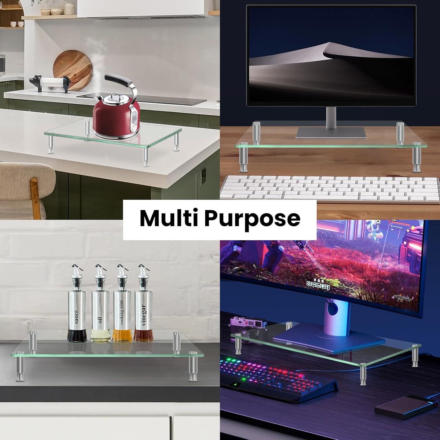 Soporte de Monitor de Vidrio Templado VSAR House 2Pcs 38x24x9.5cm