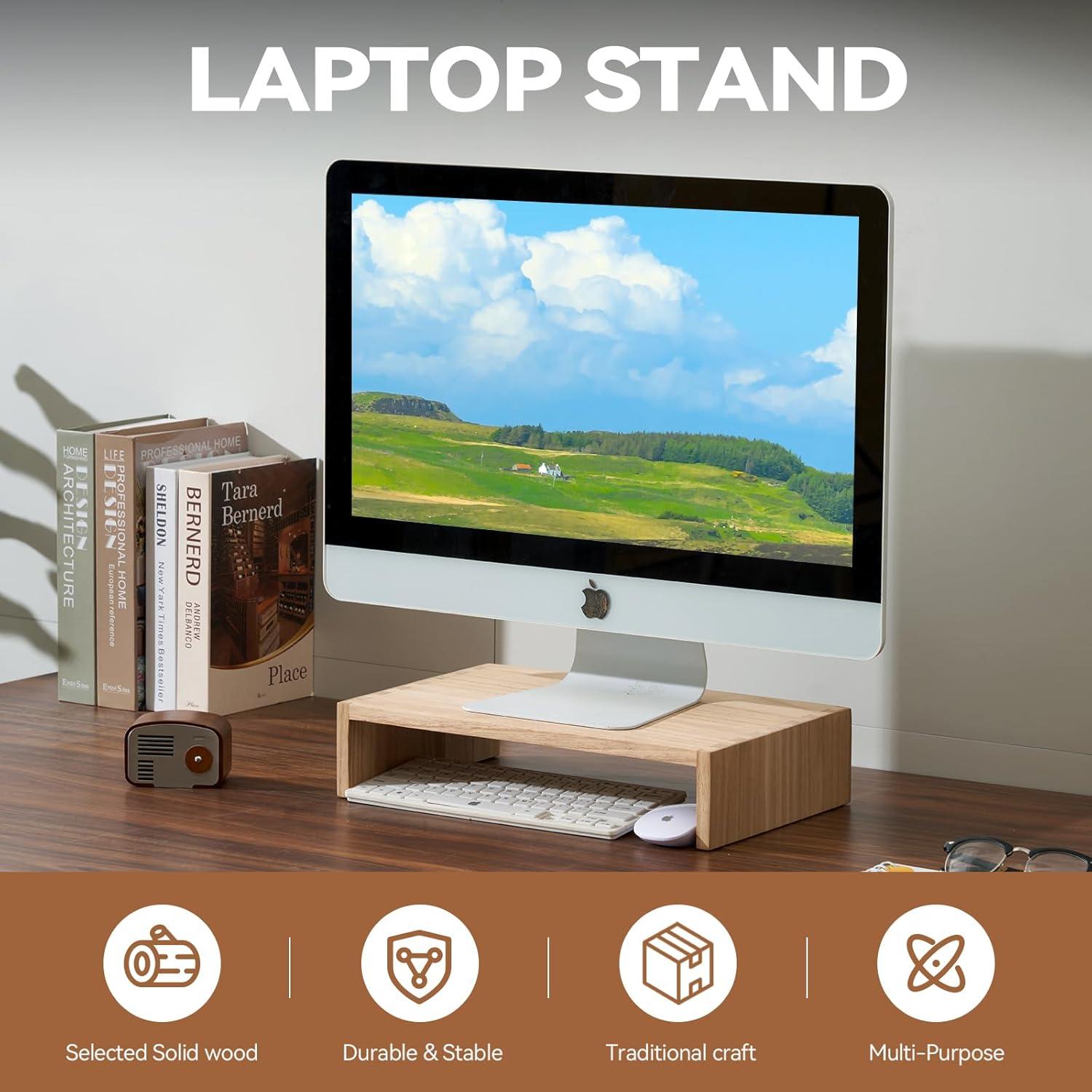 Soporte para Monitor de Madera KIRIGEN 39cm Natural