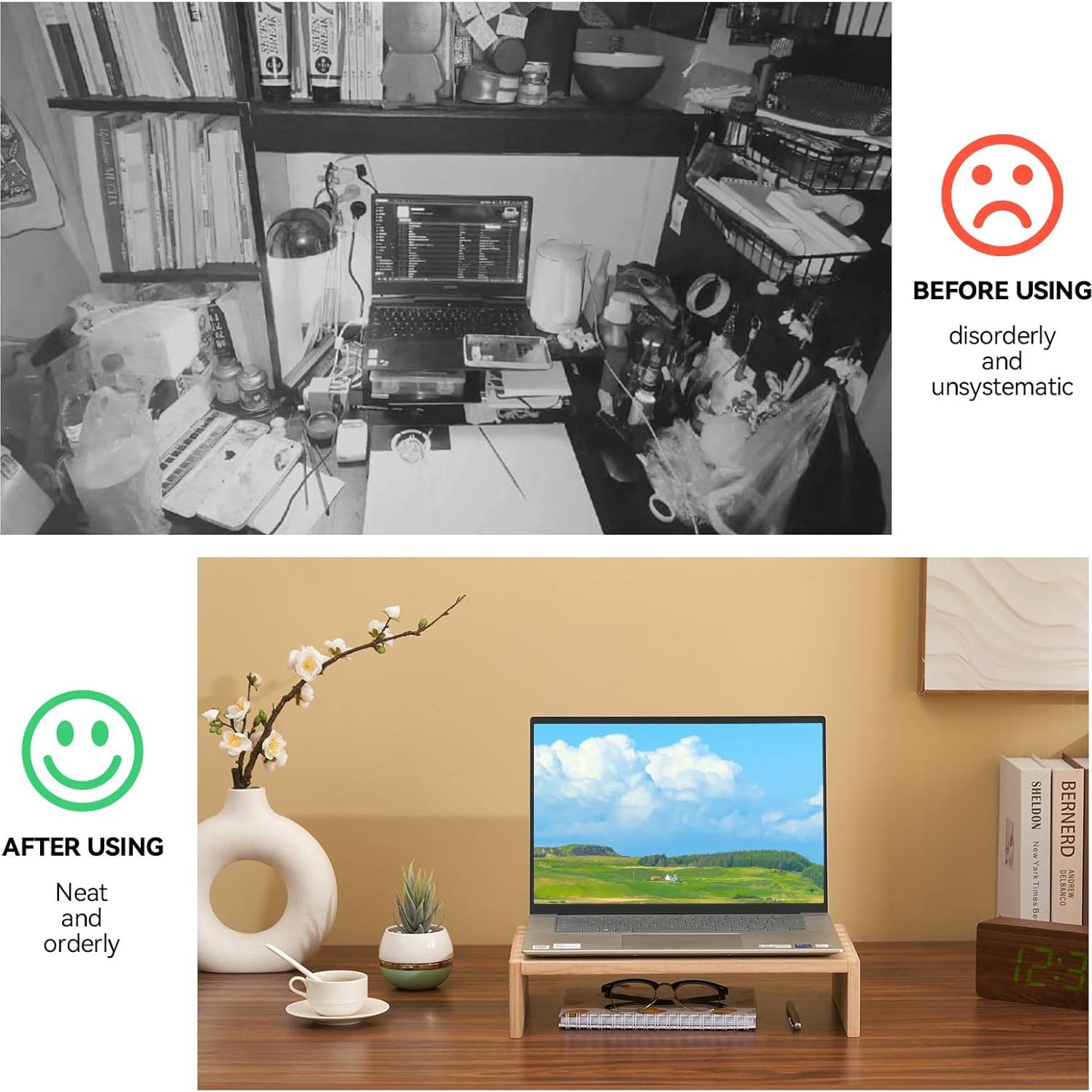 Soporte para Monitor de Madera KIRIGEN 39cm Natural