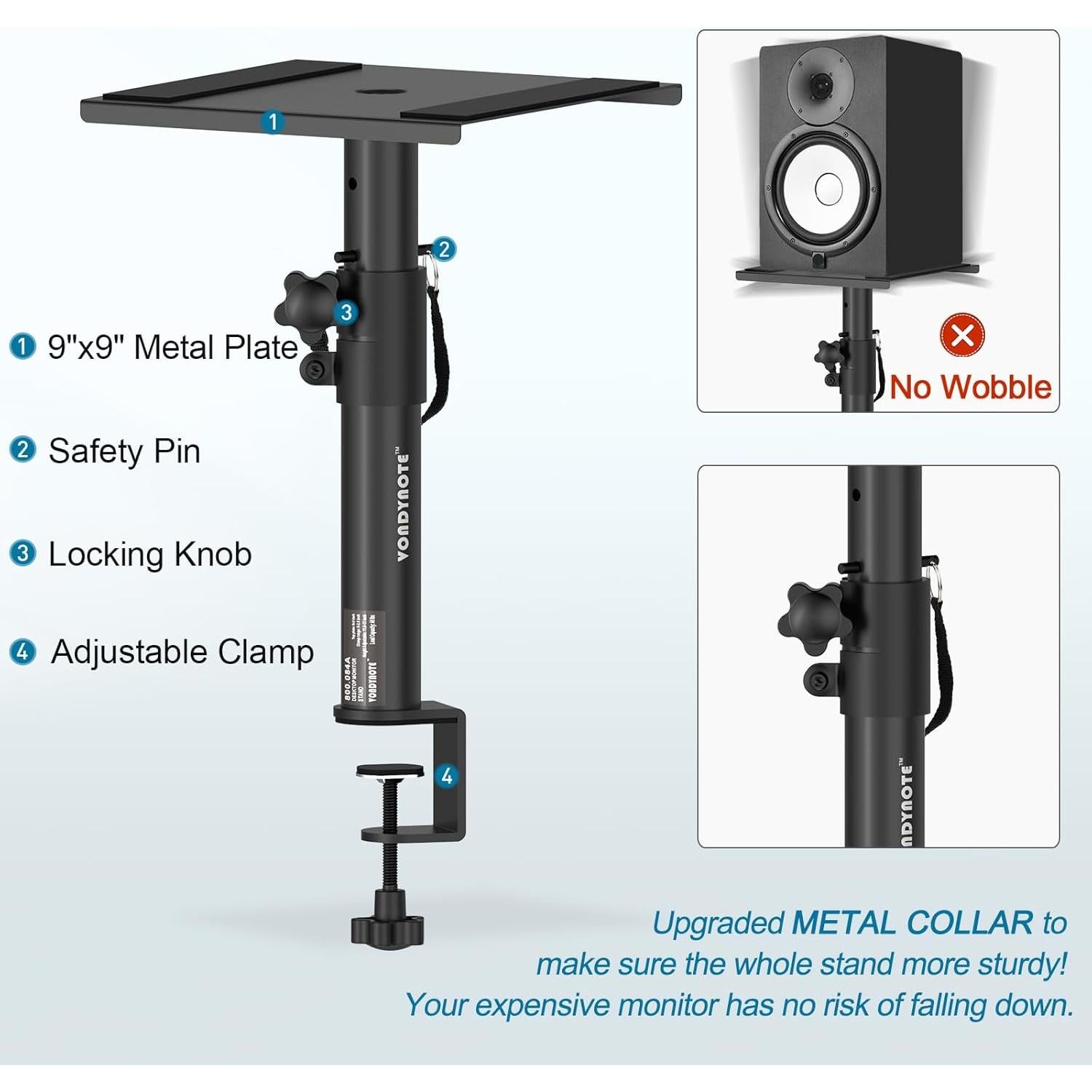 Juego de 2 Soportes de Monitores Vondynote Altura Ajustable 31-46 cm