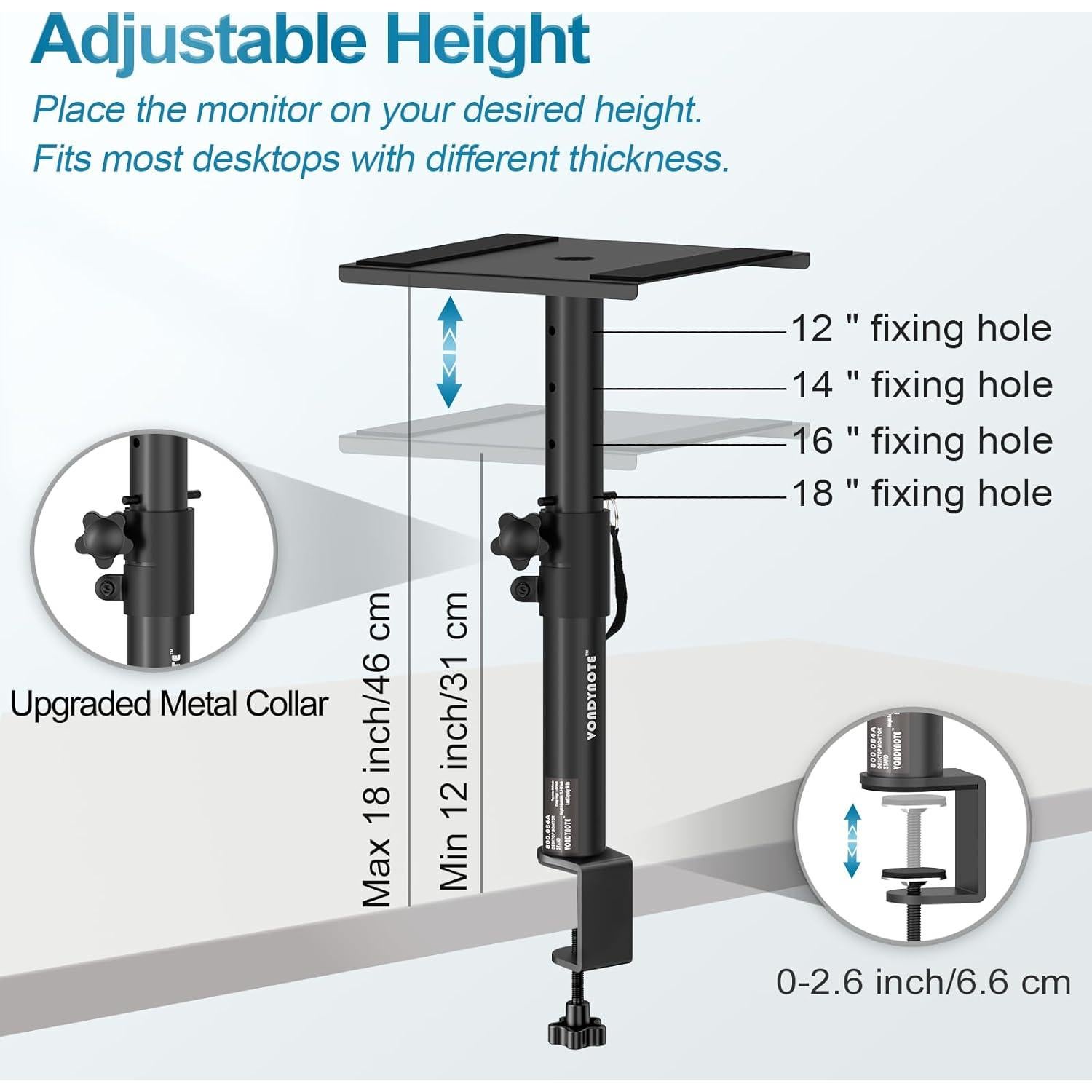 Juego de 2 Soportes de Monitores Vondynote Altura Ajustable 31-46 cm