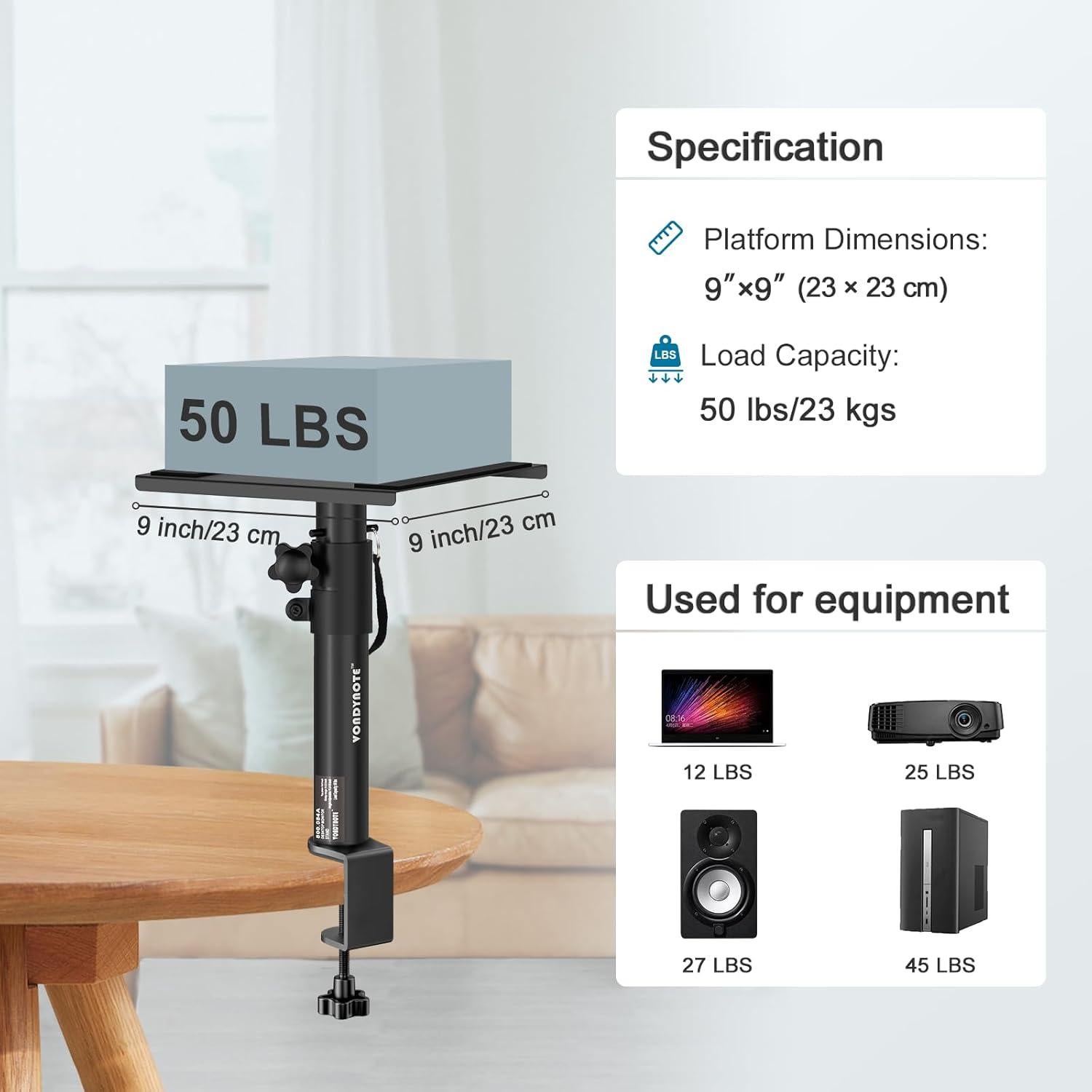 Juego de 2 Soportes de Monitores Vondynote Altura Ajustable 31-46 cm