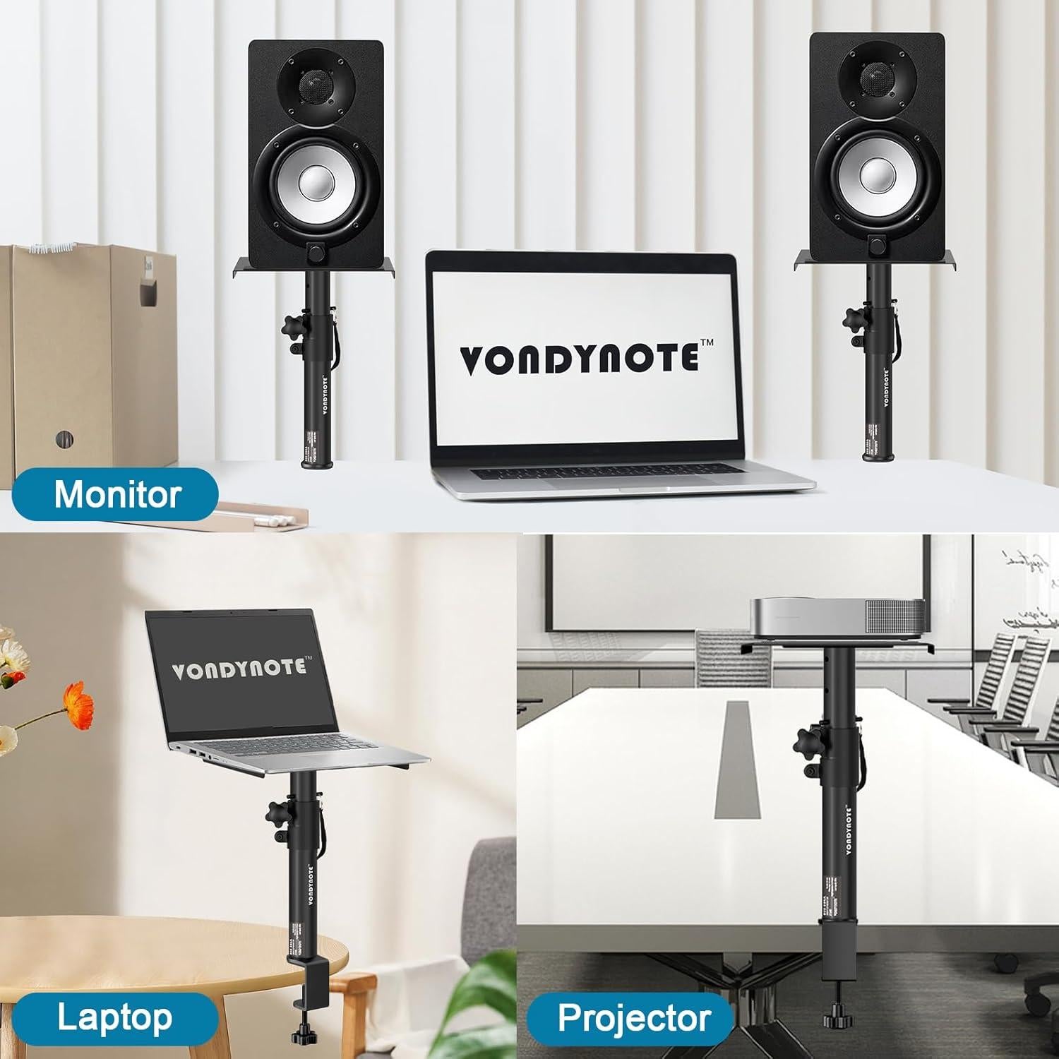 Juego de 2 Soportes de Monitores Vondynote Altura Ajustable 31-46 cm