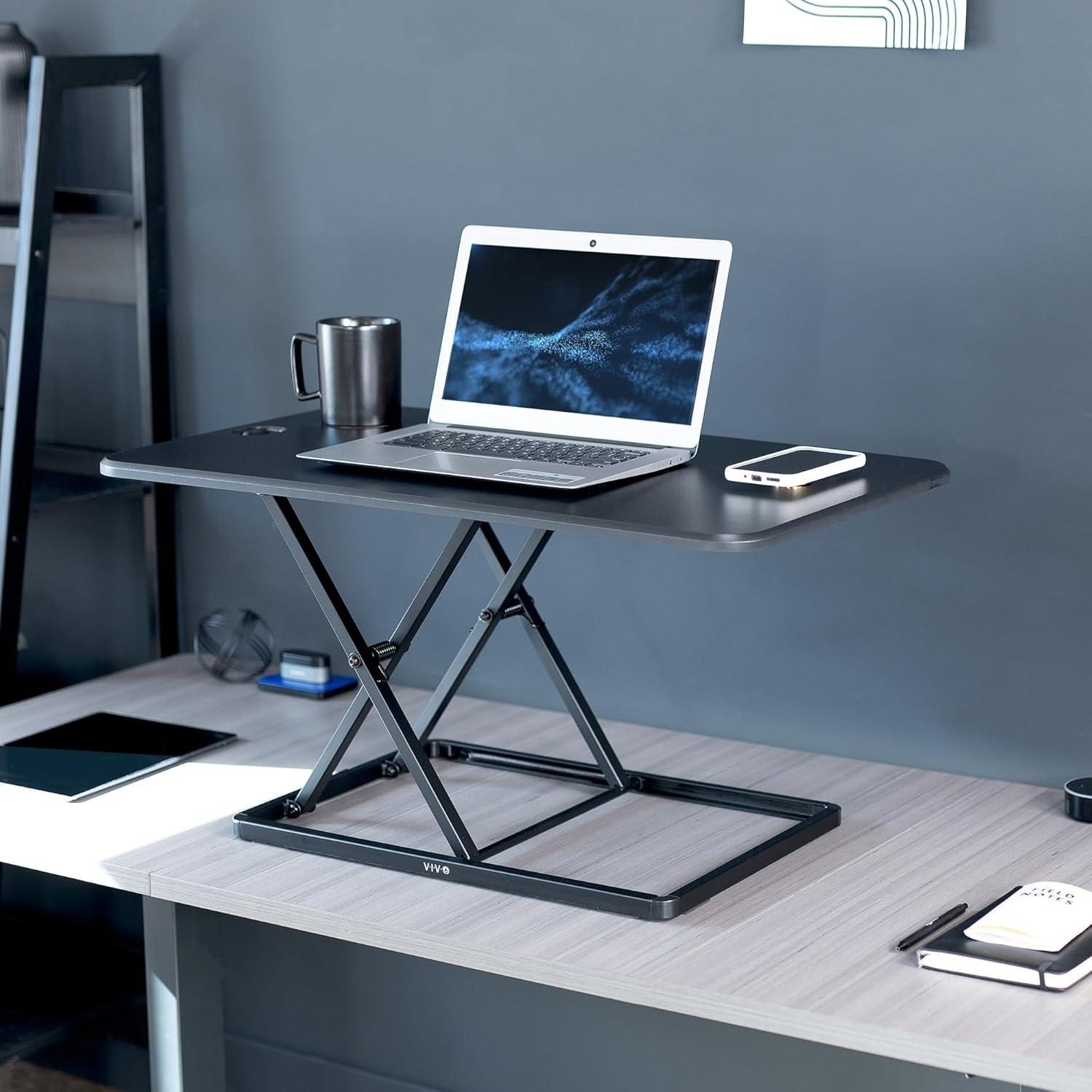 Elevador de Escritorio Ajustable VIVO 32" Negro DESK-V032J