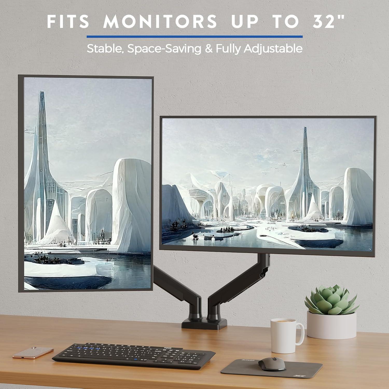 Soporte de Monitor Dual BONTEC GDM7502 Negro 15-32" 9 kg