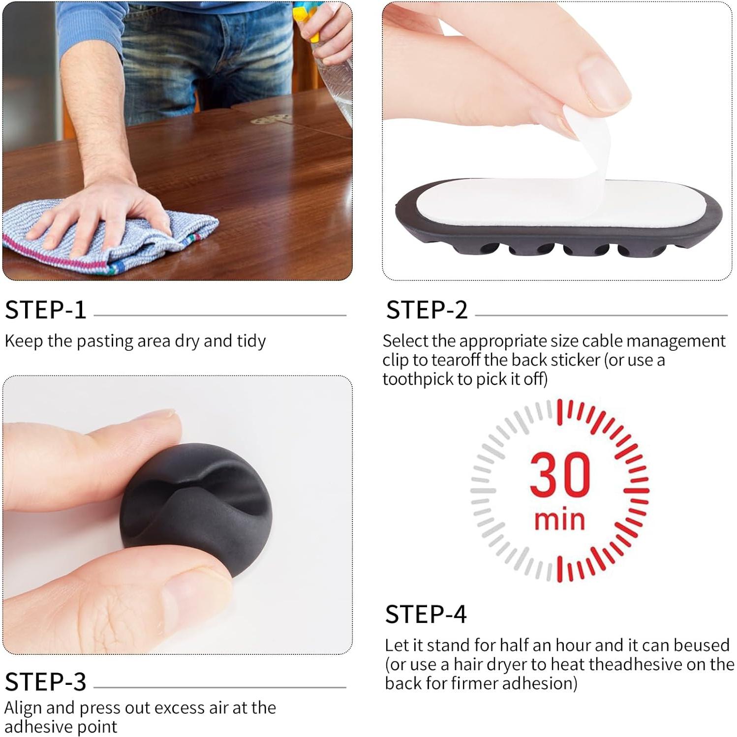 Organizador de Cables MixS Live - 26 Piezas, Clips Adhesivos