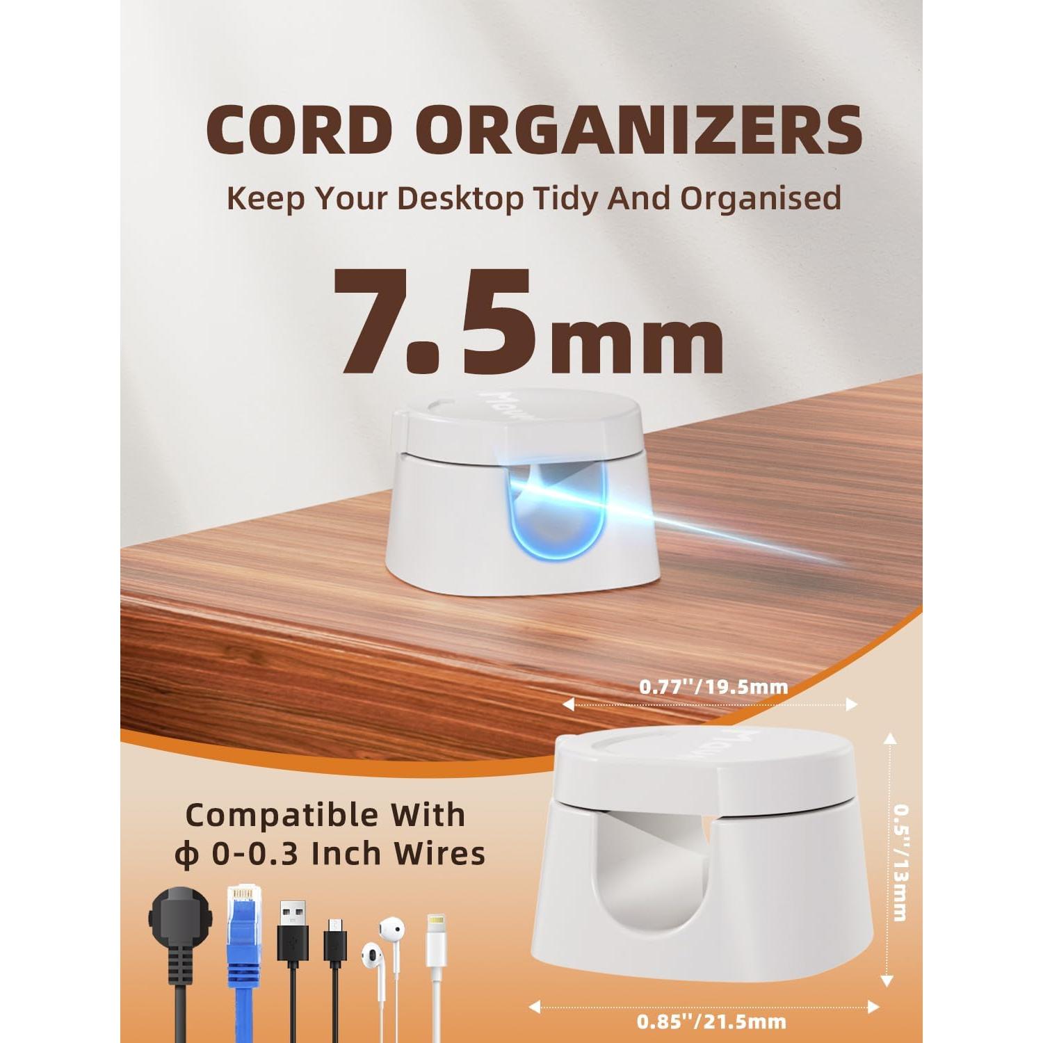 Organizador de Cables Maveek 9 Pack Magnético 360° Blanco