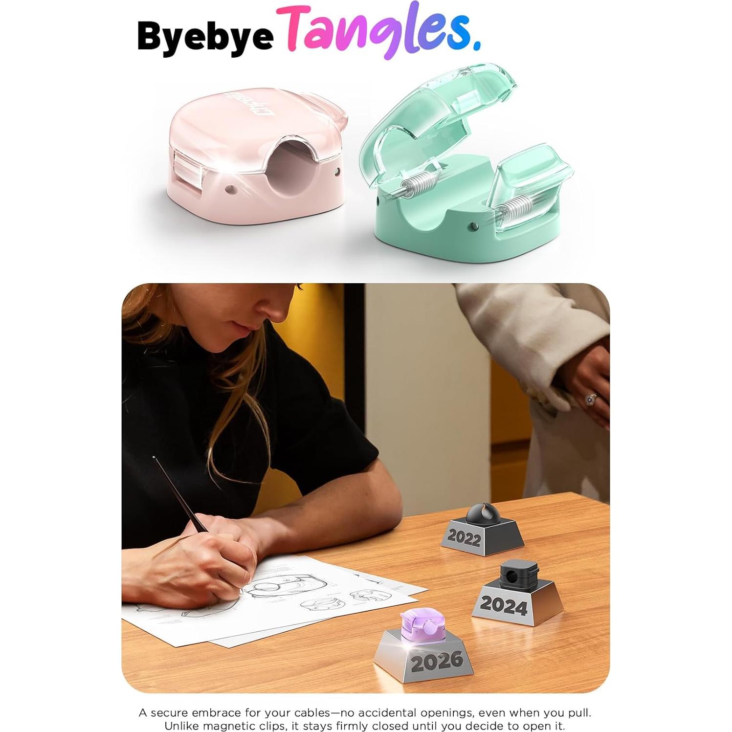 Paquete de 8 Clips Sujetacables Chfeila Doble Resorte Multicolor