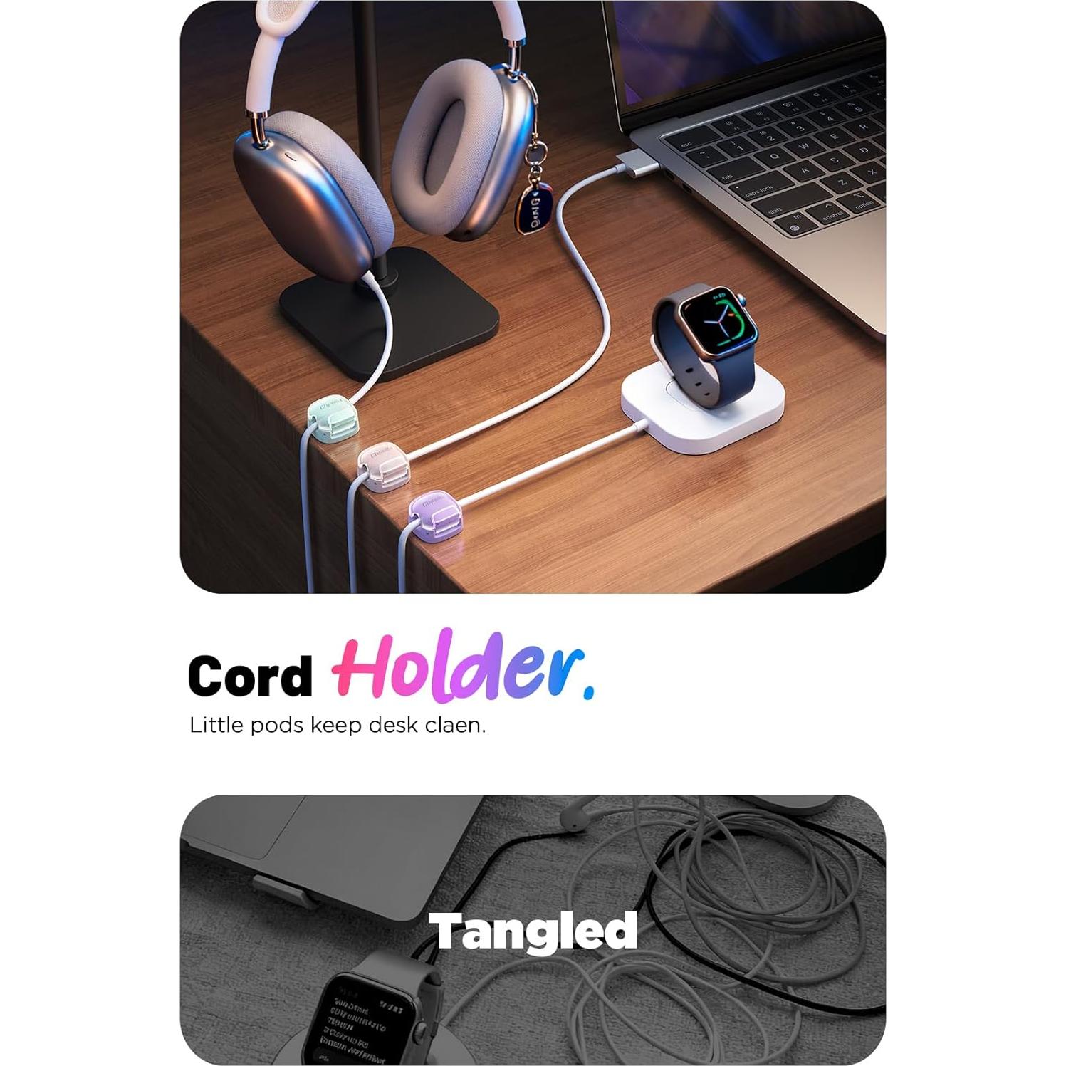 Paquete de 8 Clips Sujetacables Chfeila Doble Resorte Multicolor