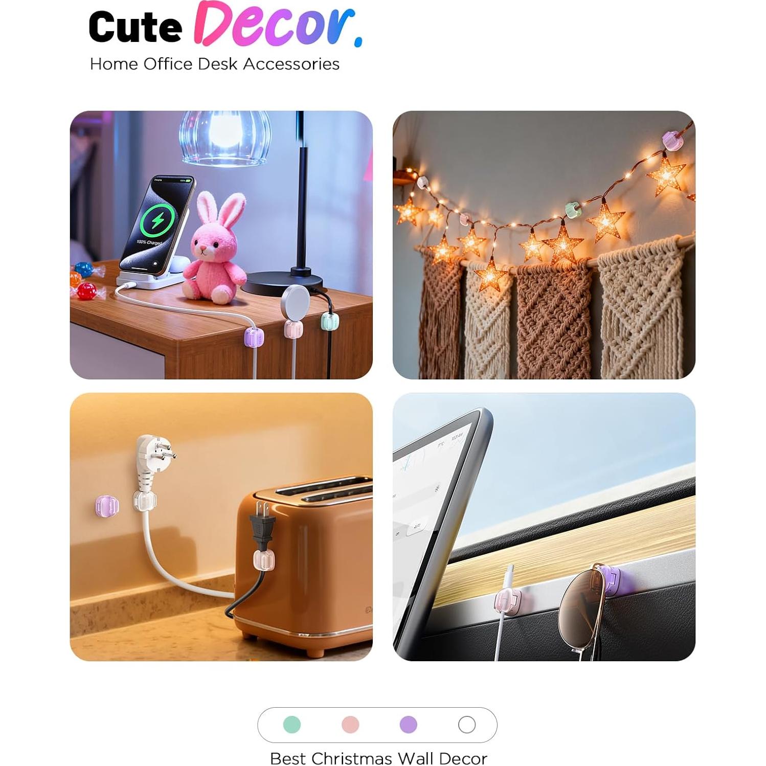 Paquete de 8 Clips Sujetacables Chfeila Doble Resorte Multicolor