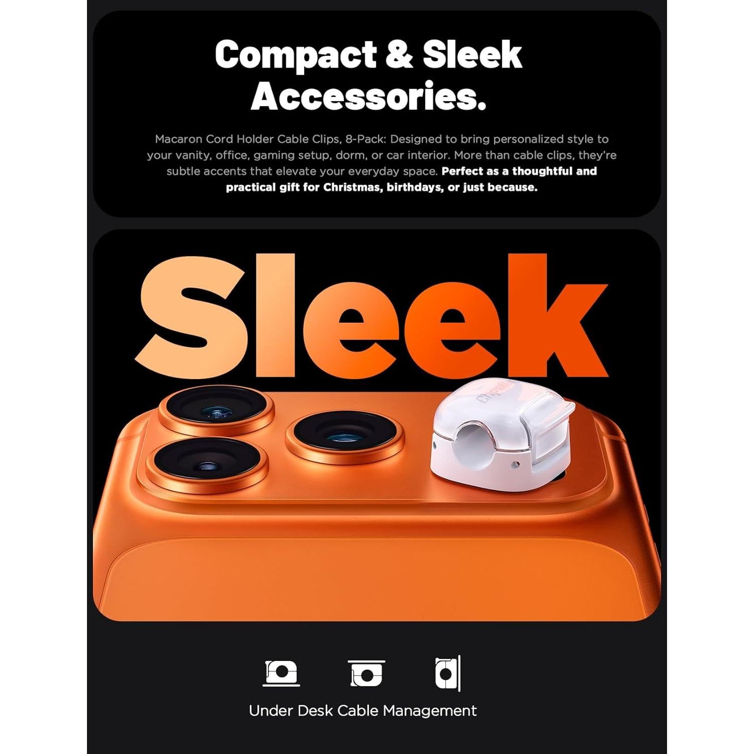 Paquete de 8 Clips Sujetacables Chfeila Doble Resorte Multicolor