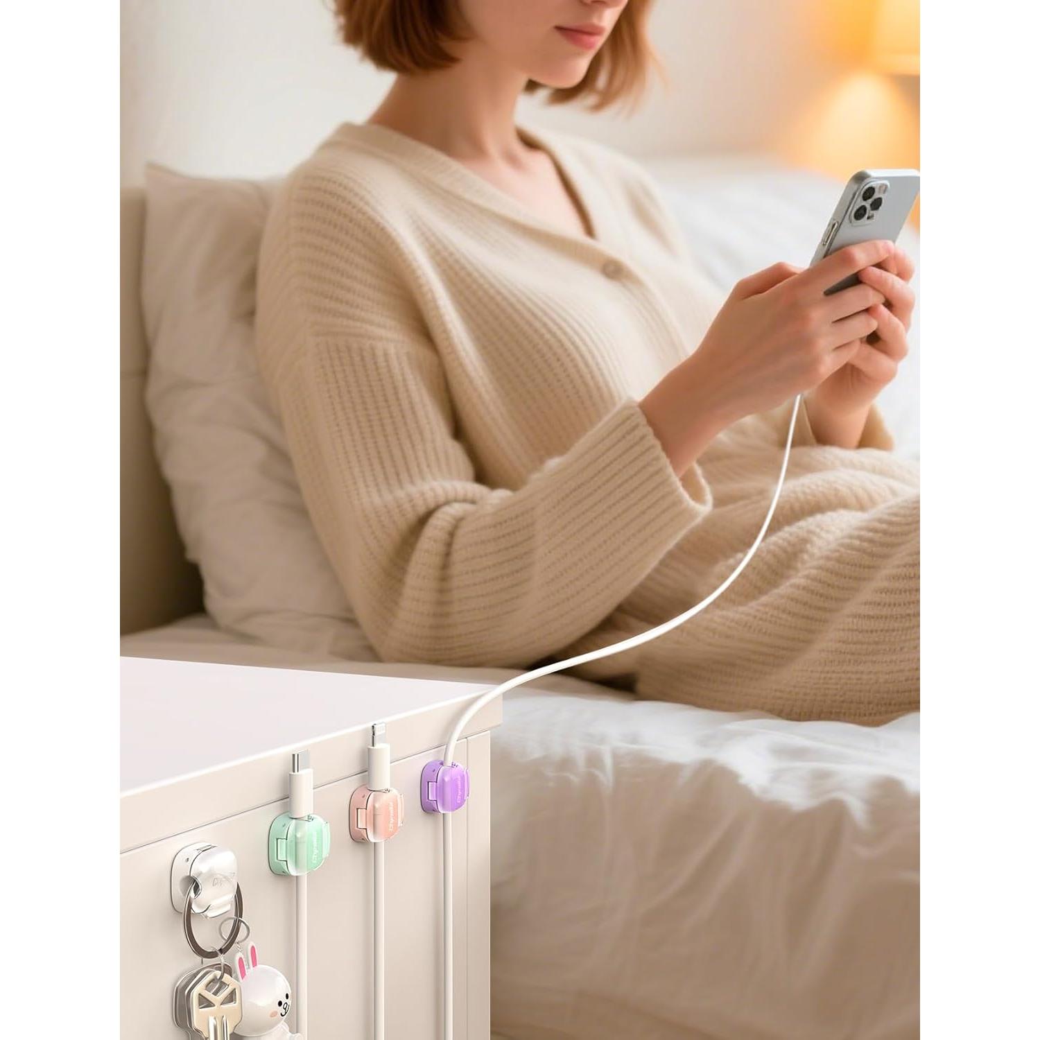 Paquete de 8 Clips Sujetacables Chfeila Doble Resorte Multicolor