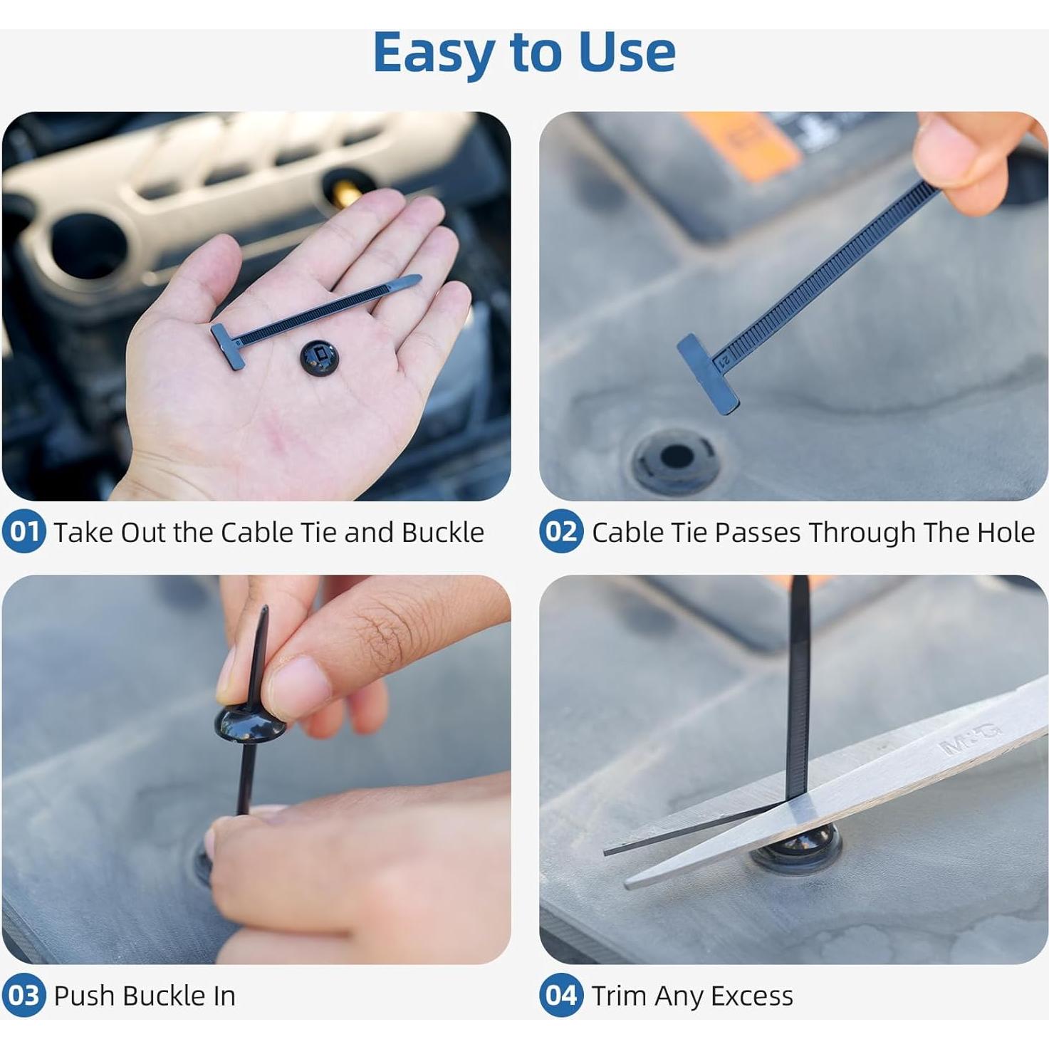 100 Clips de Brida Universal Daximo para Automóvil - Nylon Resistente