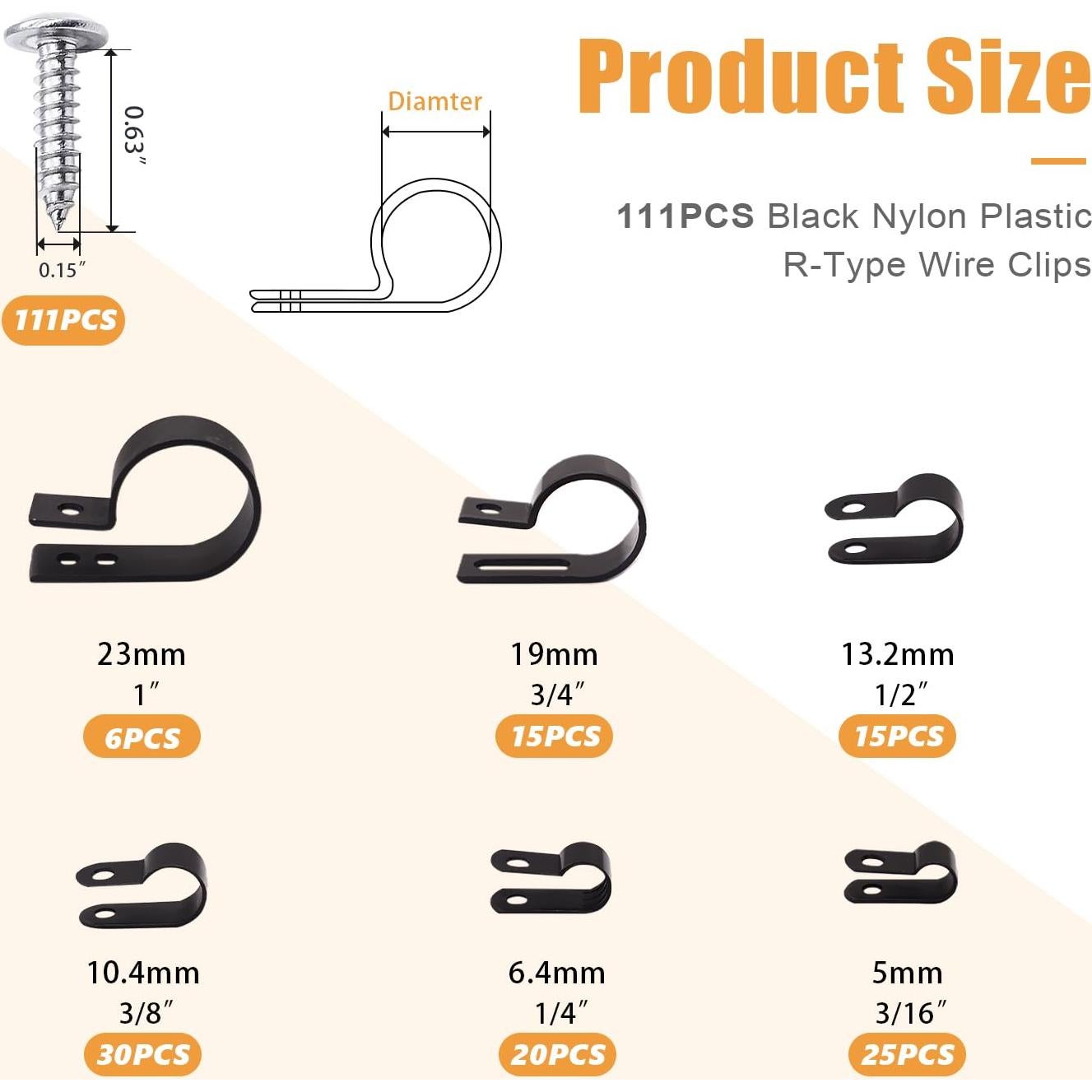 Kit de Clips de Cable R-Type 222 Pcs Mankk con Tornillos