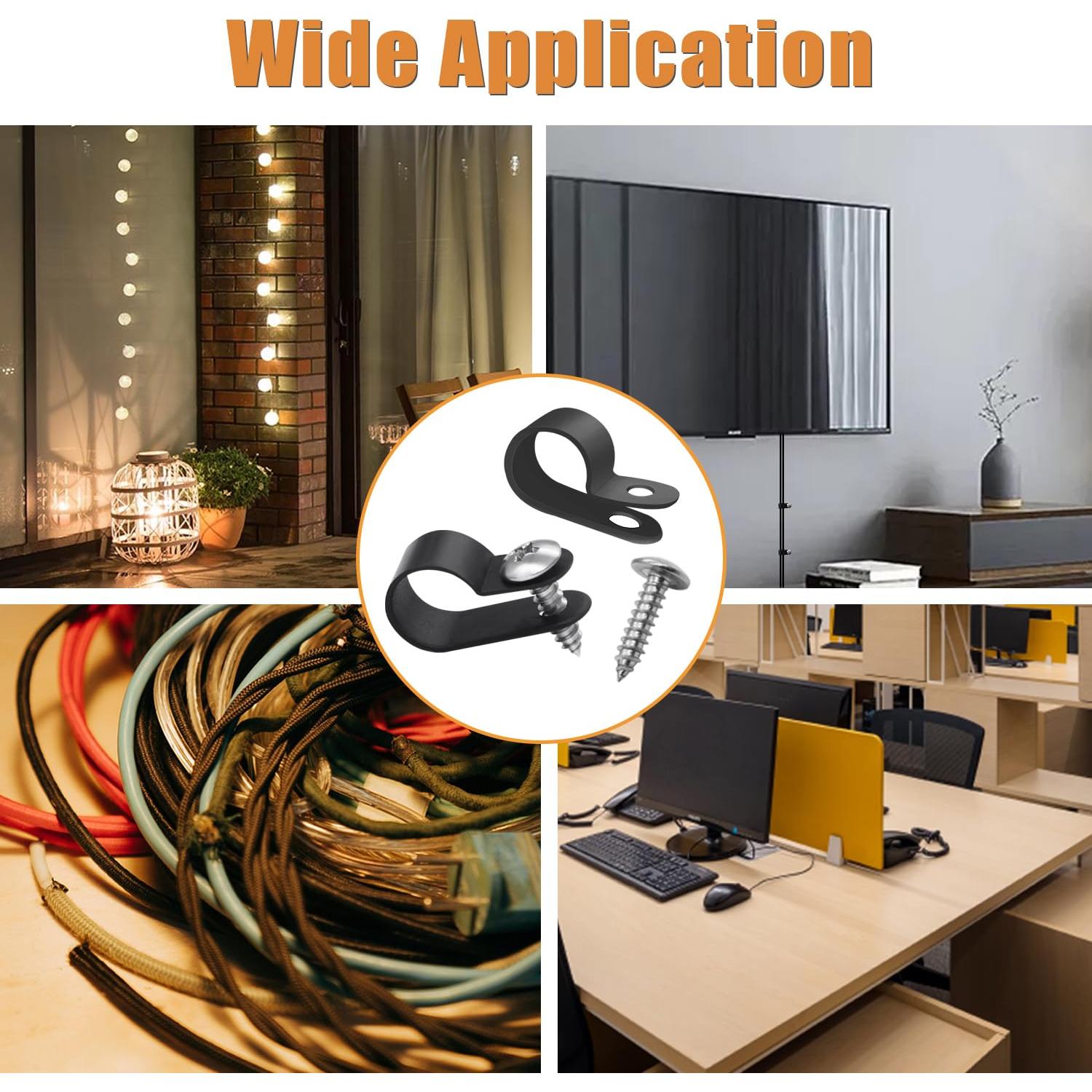 Kit de Clips de Cable R-Type 222 Pcs Mankk con Tornillos