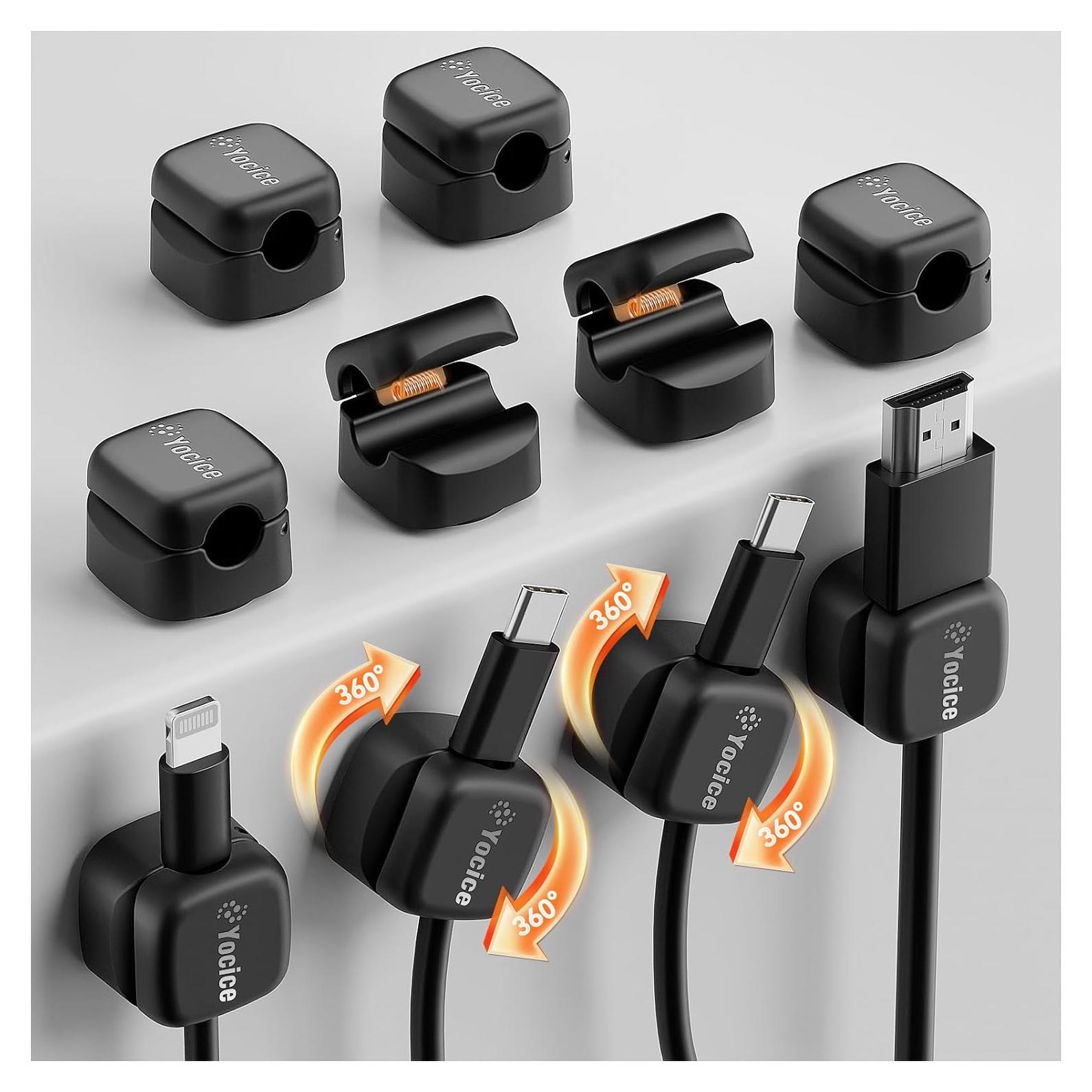 Organizadores de Cables Rotativos Yocice - Paquete de 10 Negros
