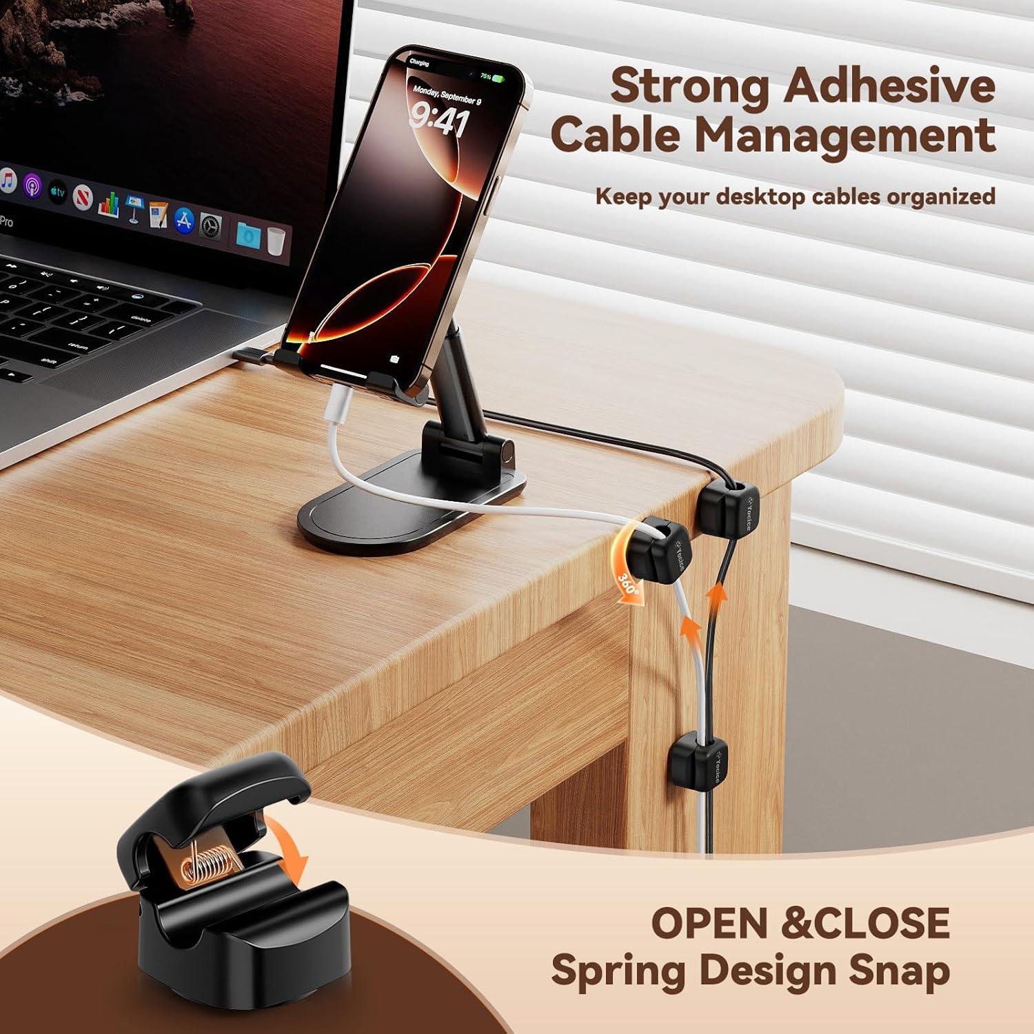 Organizadores de Cables Rotativos Yocice - Paquete de 10 Negros