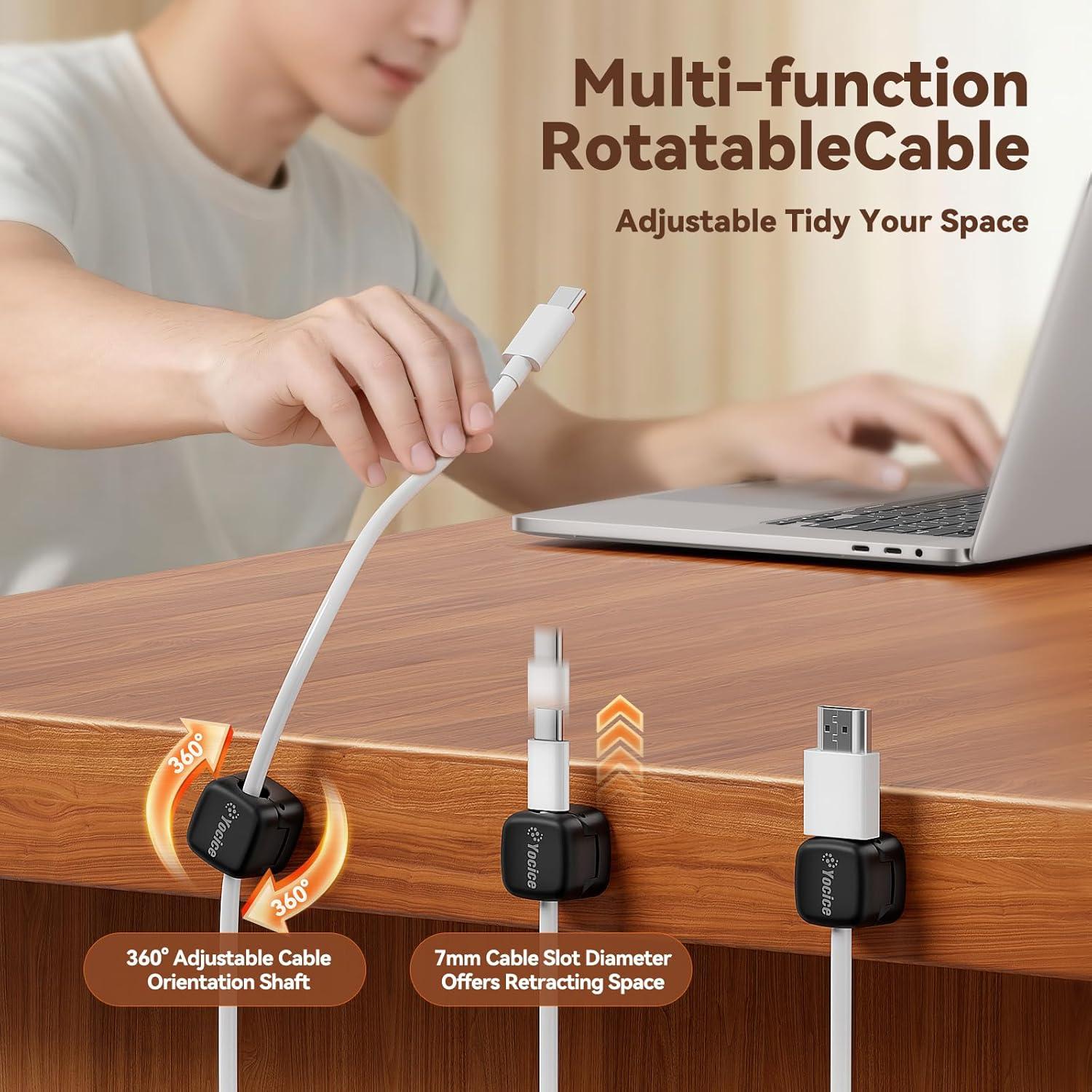 Organizadores de Cables Rotativos Yocice - Paquete de 10 Negros