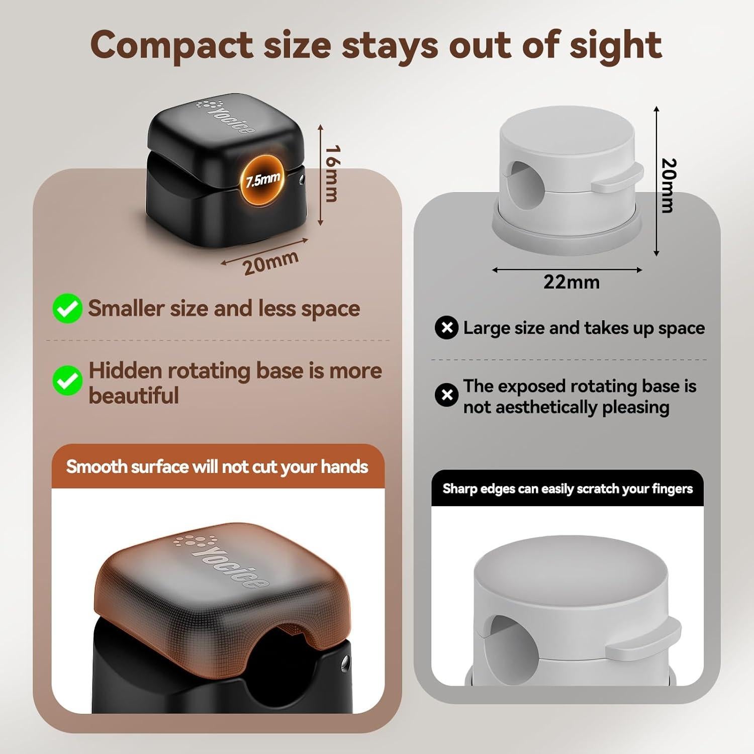 Organizadores de Cables Rotativos Yocice - Paquete de 10 Negros