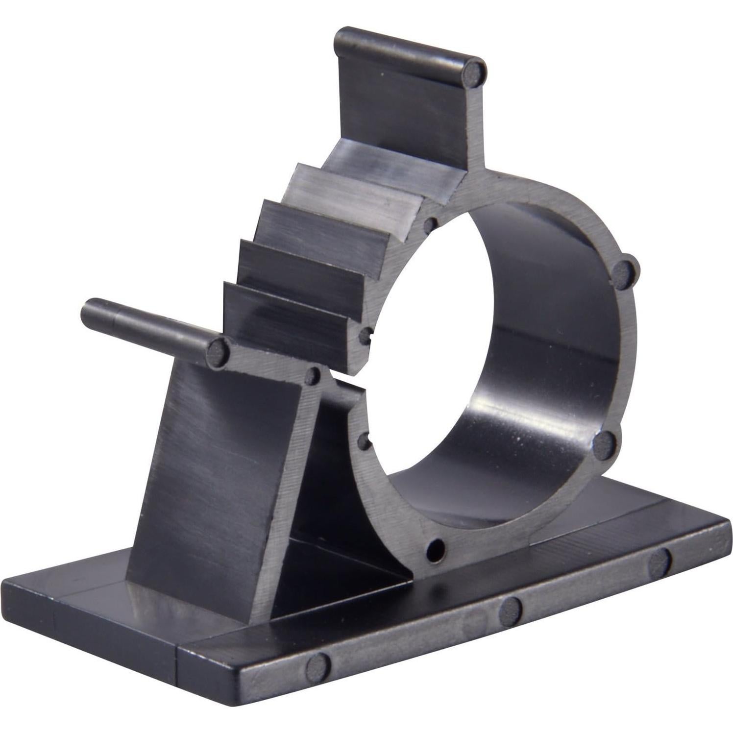 25 Clips de Cable Ajustables Kwik Negro Adhesivo Nylon 10mm