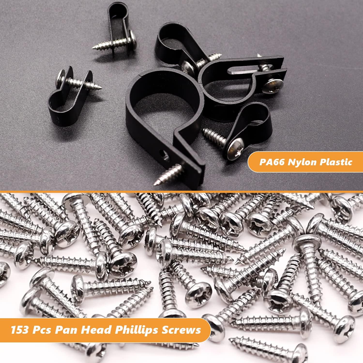 Kit de Clips de Cable Mankk 306 Pcs Nylon Tipo R 6 Tamaños