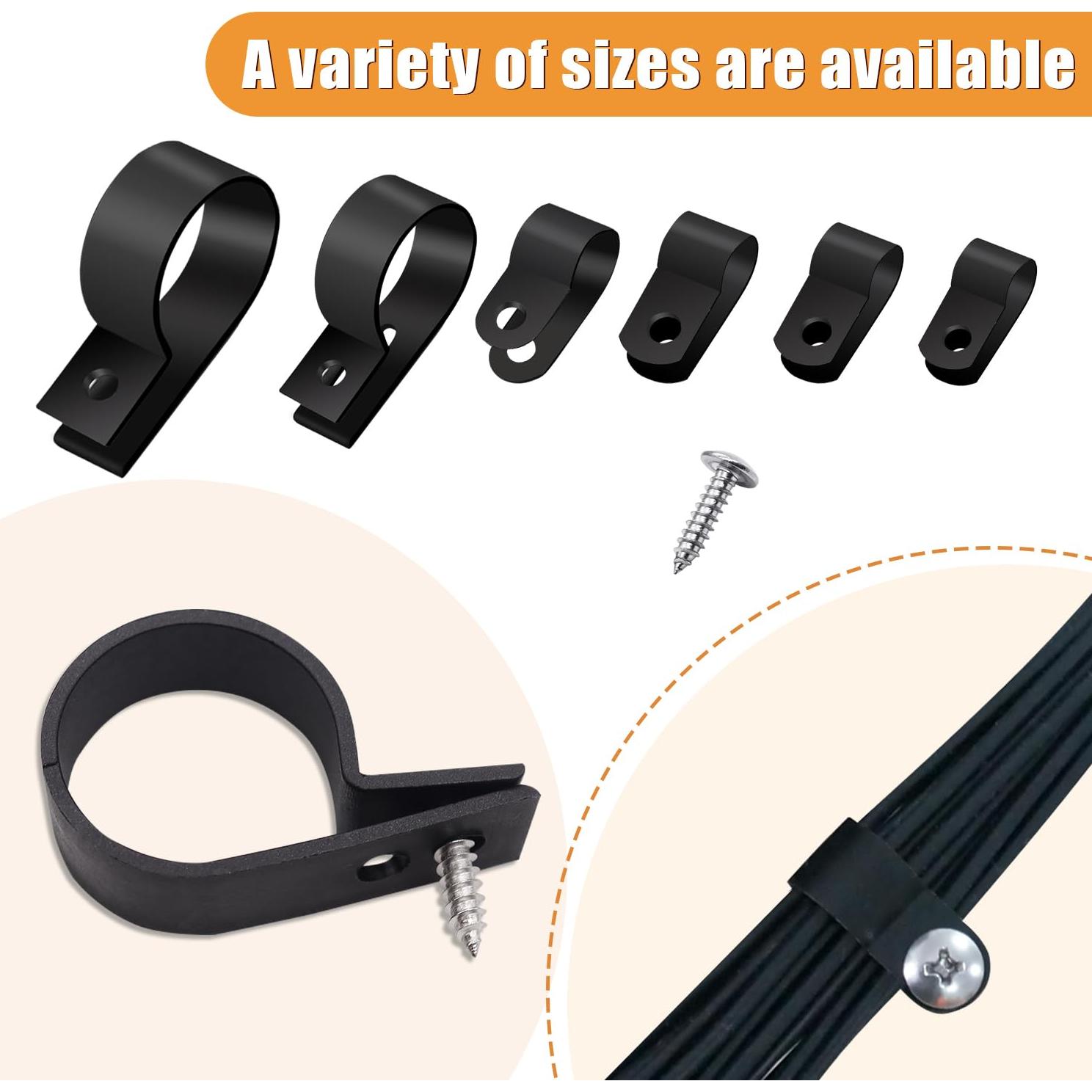 Kit de Clips de Cable Mankk 306 Pcs Nylon Tipo R 6 Tamaños