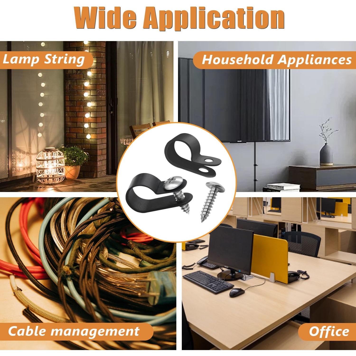 Kit de Clips de Cable Mankk 306 Pcs Nylon Tipo R 6 Tamaños