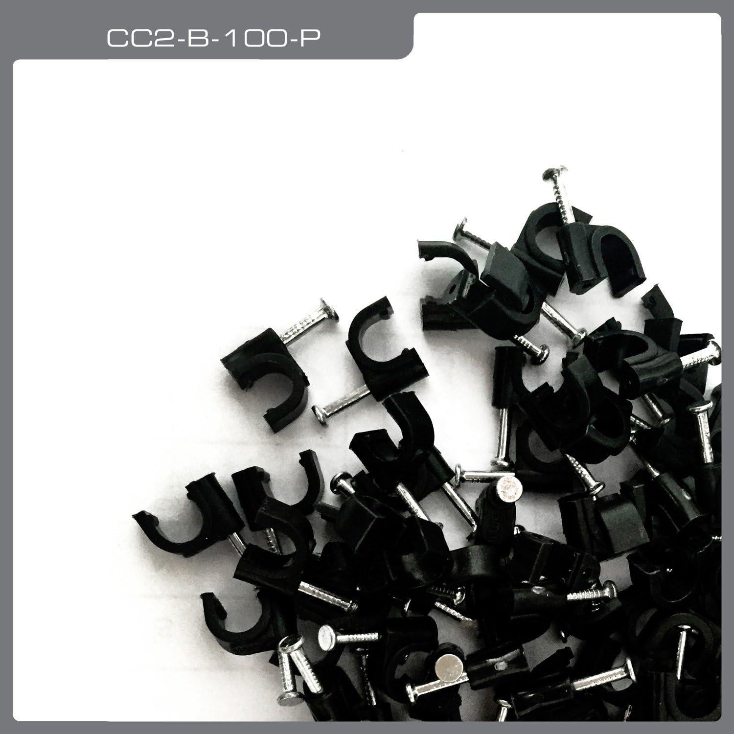 Clips de Cable RG6 QualGear 6mm Negro 100 Piezas