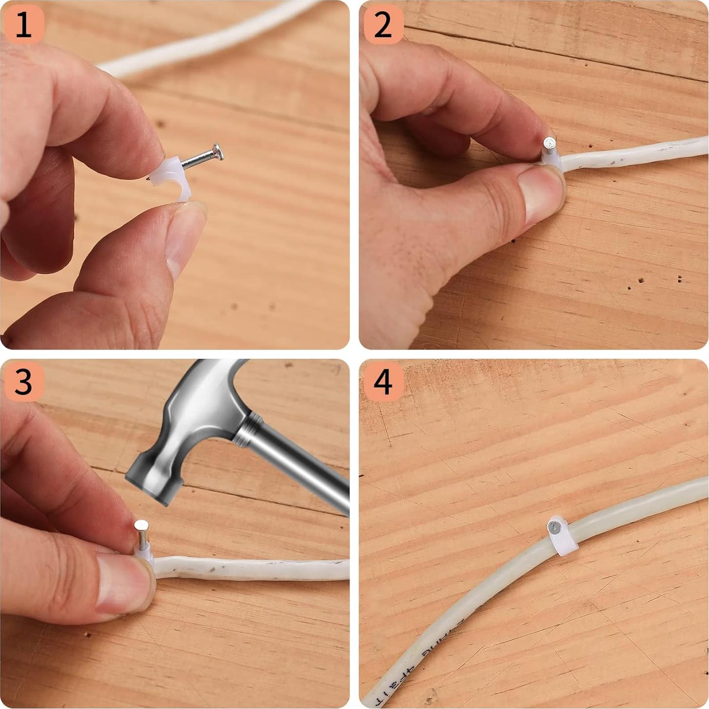 700 Clips de Cable con Clavos de Acero WSLLM - 4mm a 10mm