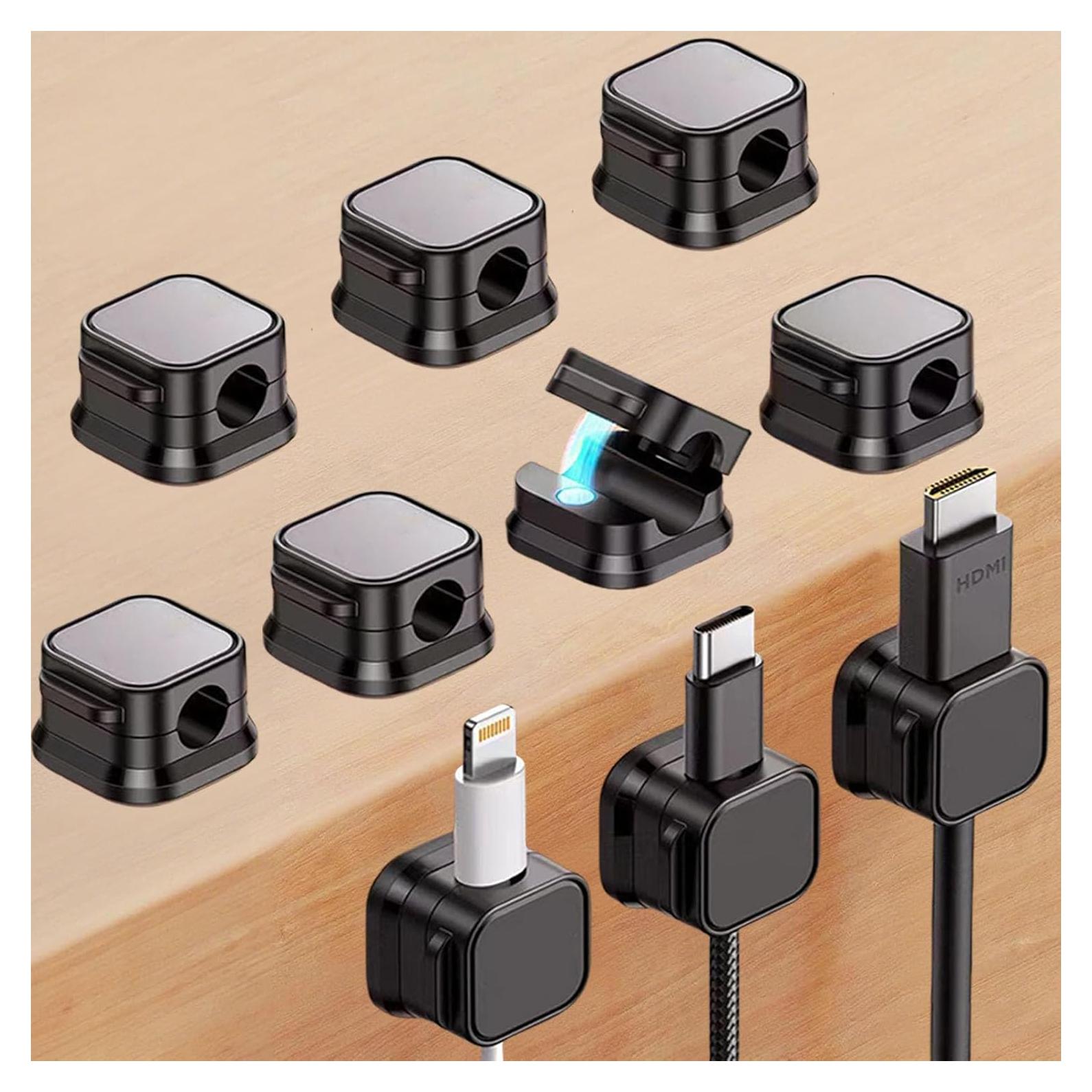 Paquete de 10 Organizadores de Cables IHIJHD Adhesivos Negro