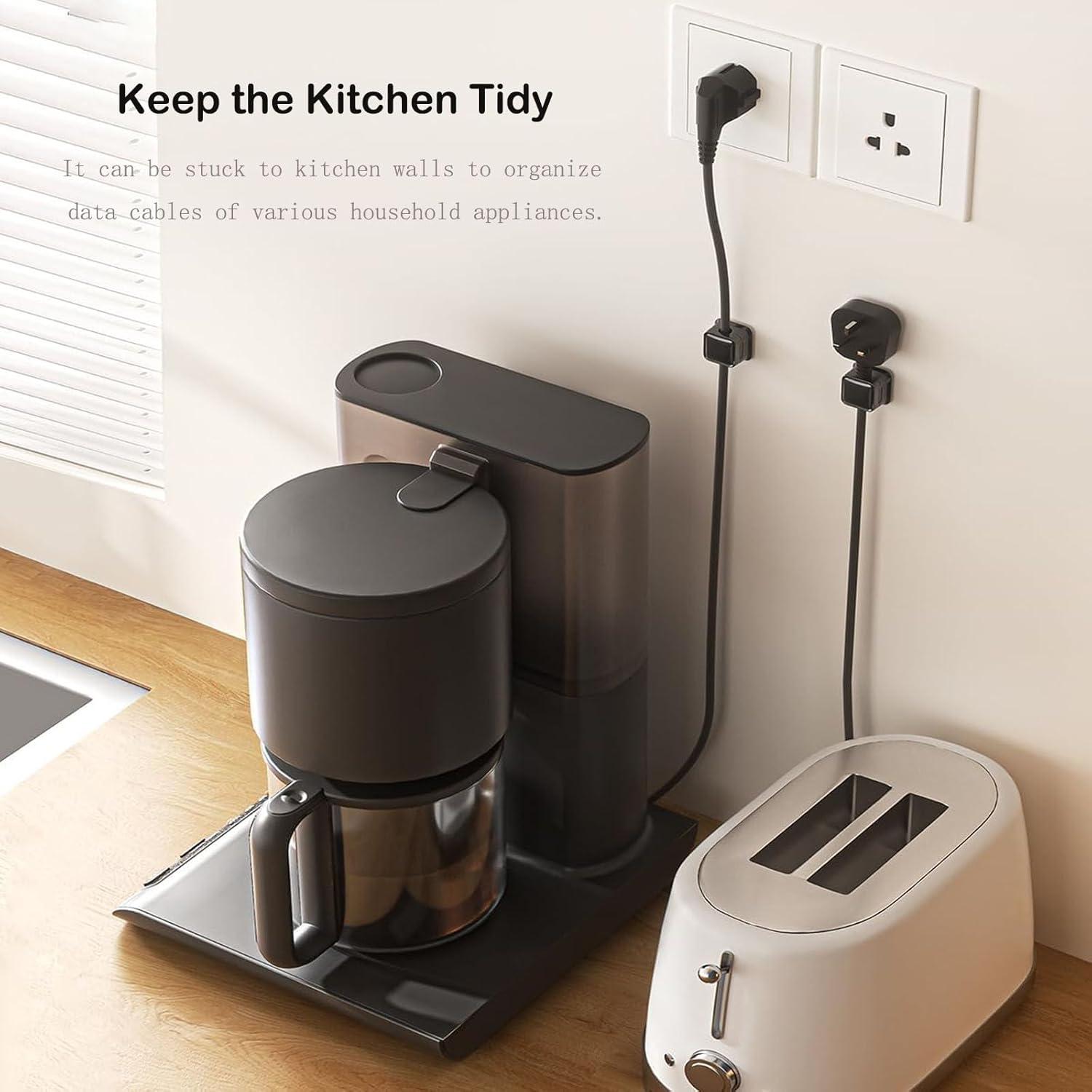 Paquete de 10 Organizadores de Cables IHIJHD Adhesivos Negro