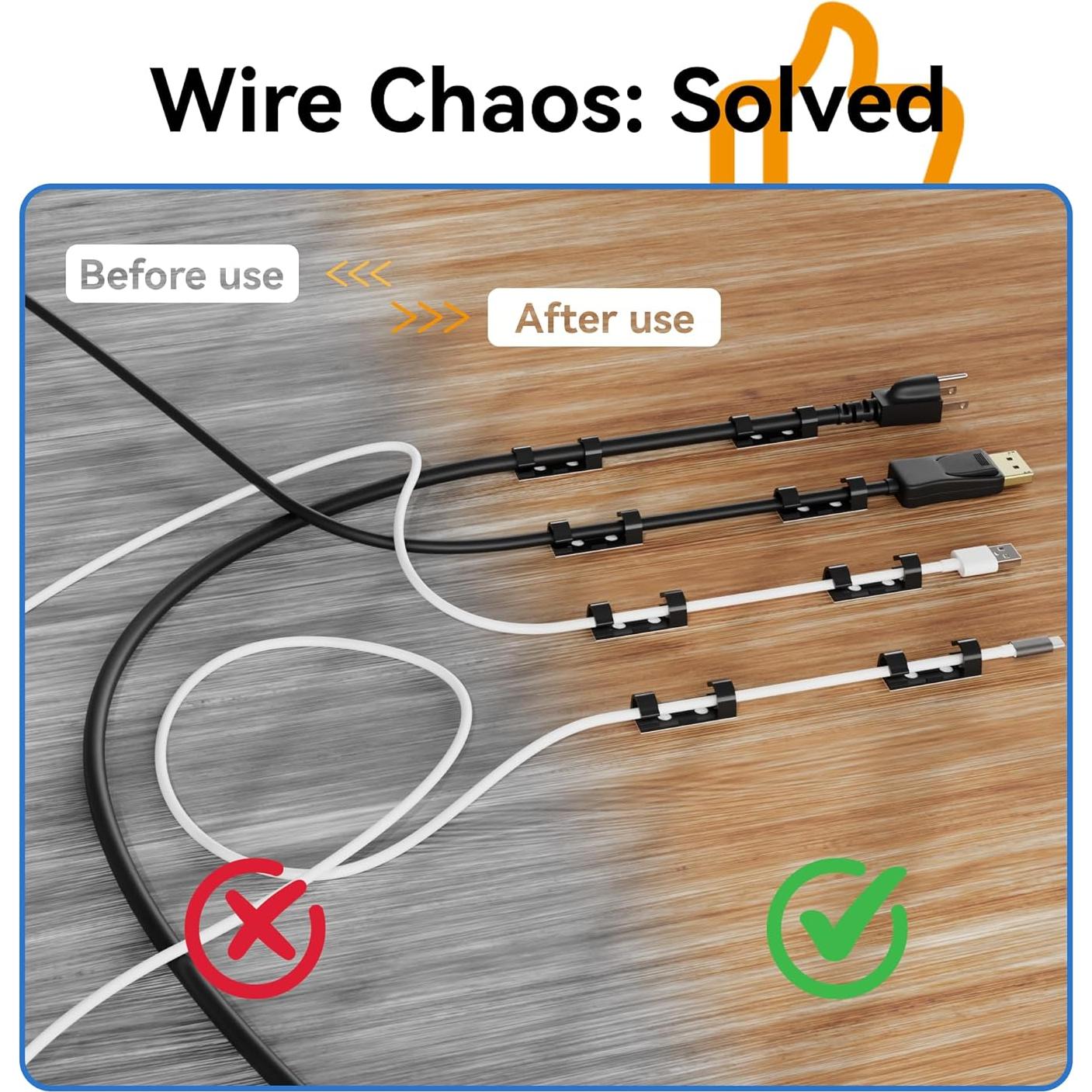 Clips Adhesivos para Cables CableGeeker 50Pcs Negro