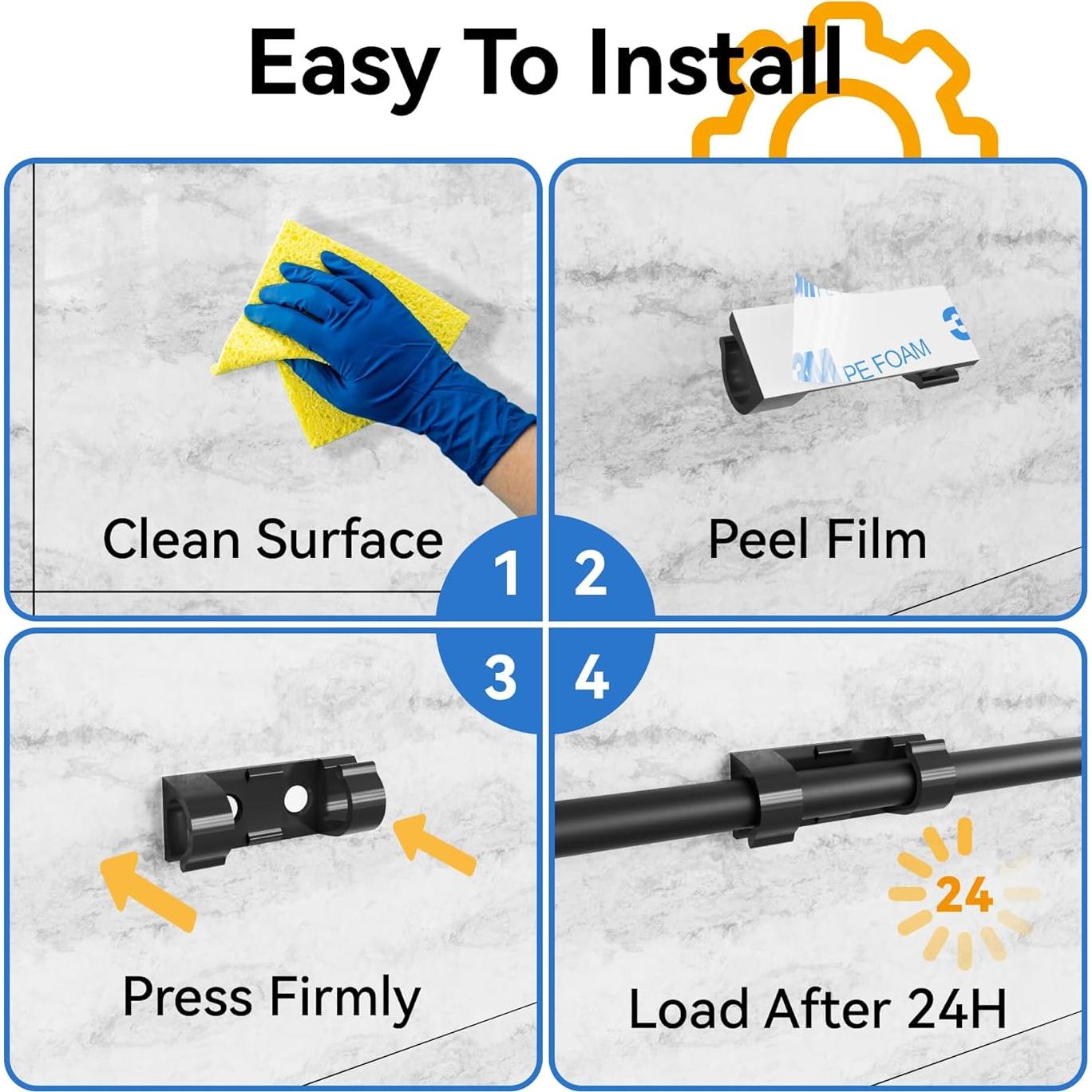 Clips Adhesivos para Cables CableGeeker 50Pcs Negro