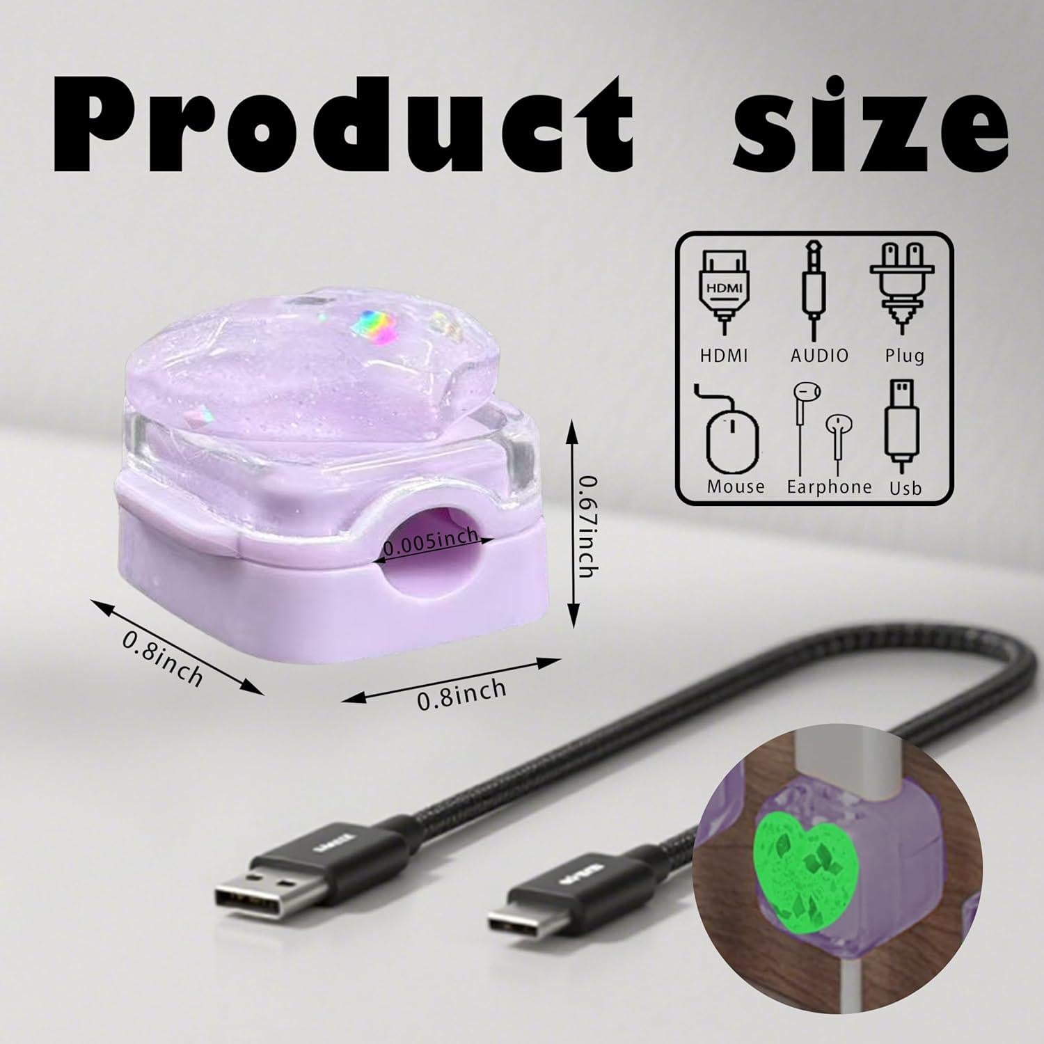 Clip Organizador de Cables Frayot 3Pack Fresa DIY Brilla en la Oscuridad